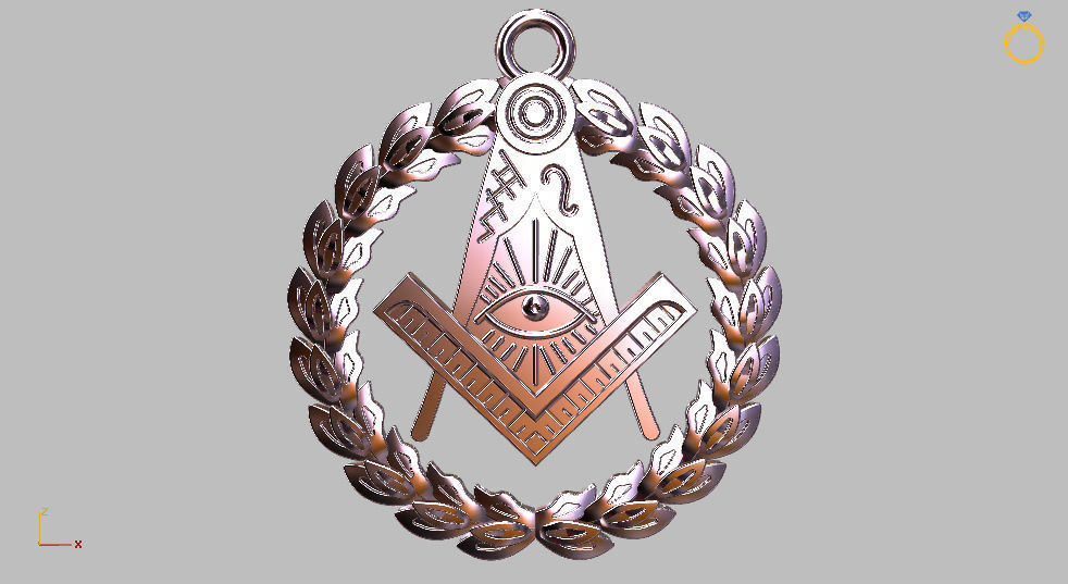 masonic pendant 3D print model_6