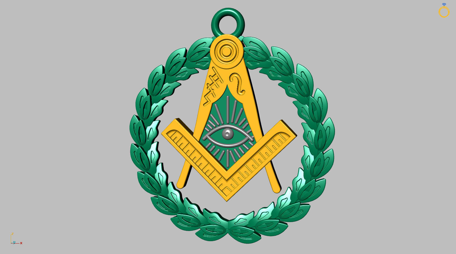 masonic pendant 3D print model_17