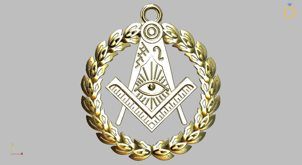 masonic pendant 3D print model_10