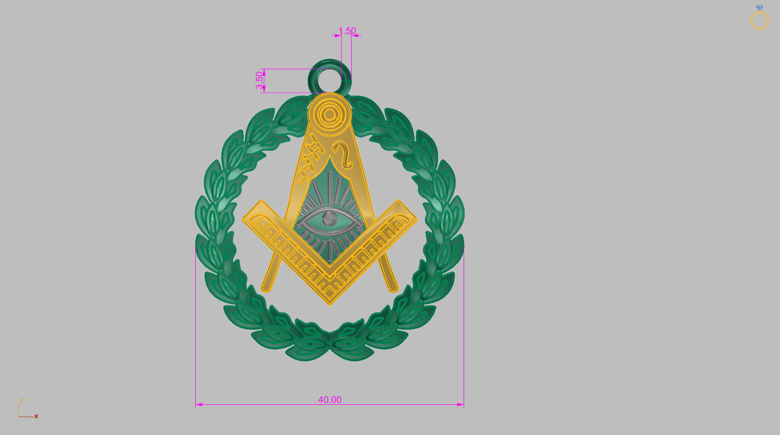 masonic pendant 3D print model_13