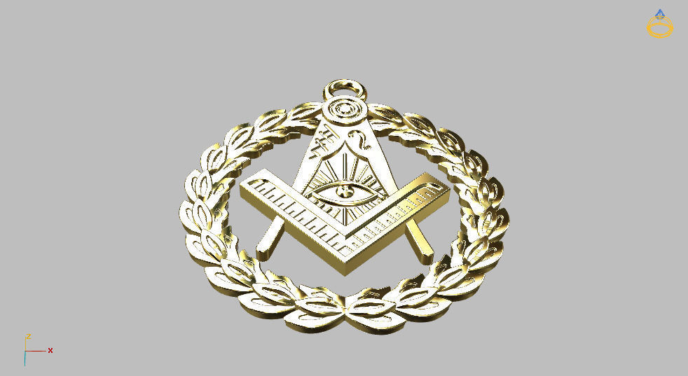 masonic pendant 3D print model_12