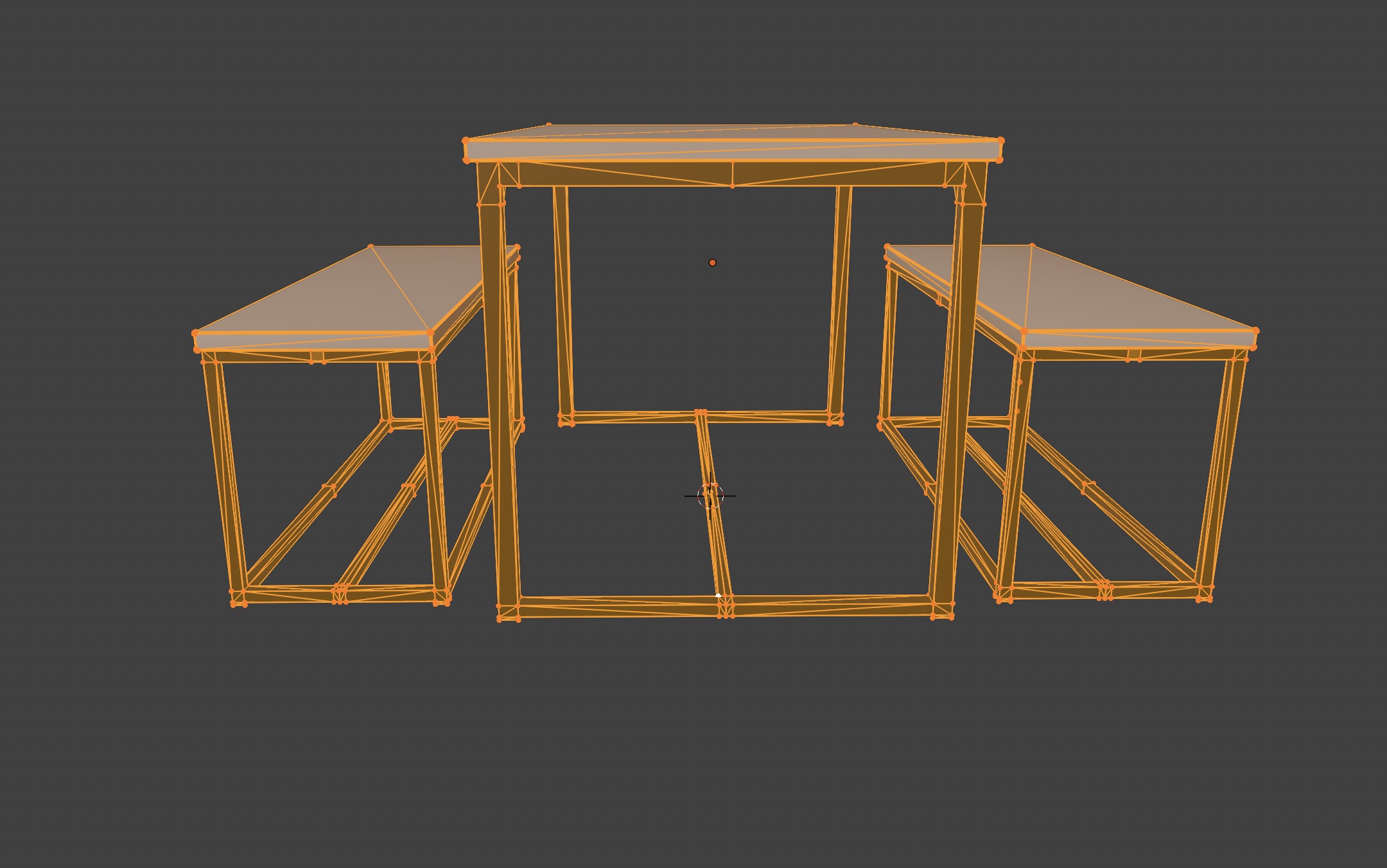 Industrial Style Dining Table with Benches 3D model_9