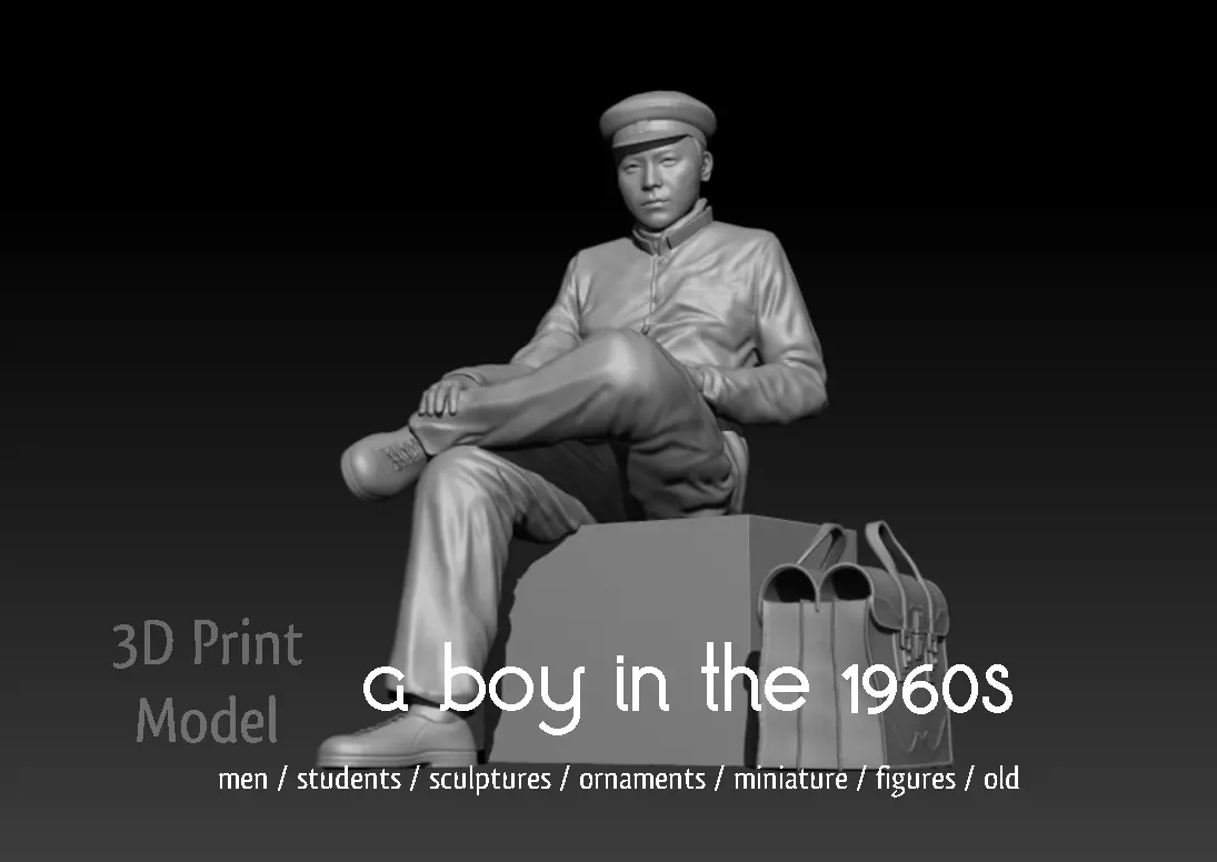 a boy in the 1960s 3D print model