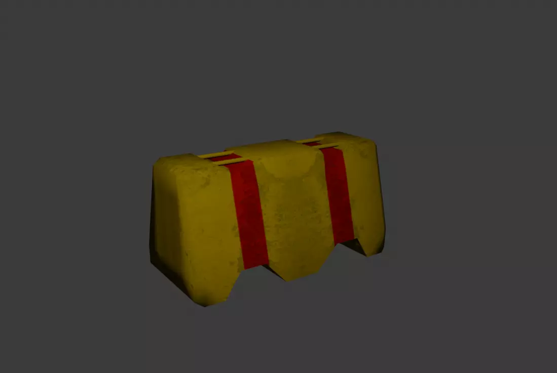 Concrete roadblock - lowpoly gameready Low-poly 3D model_0