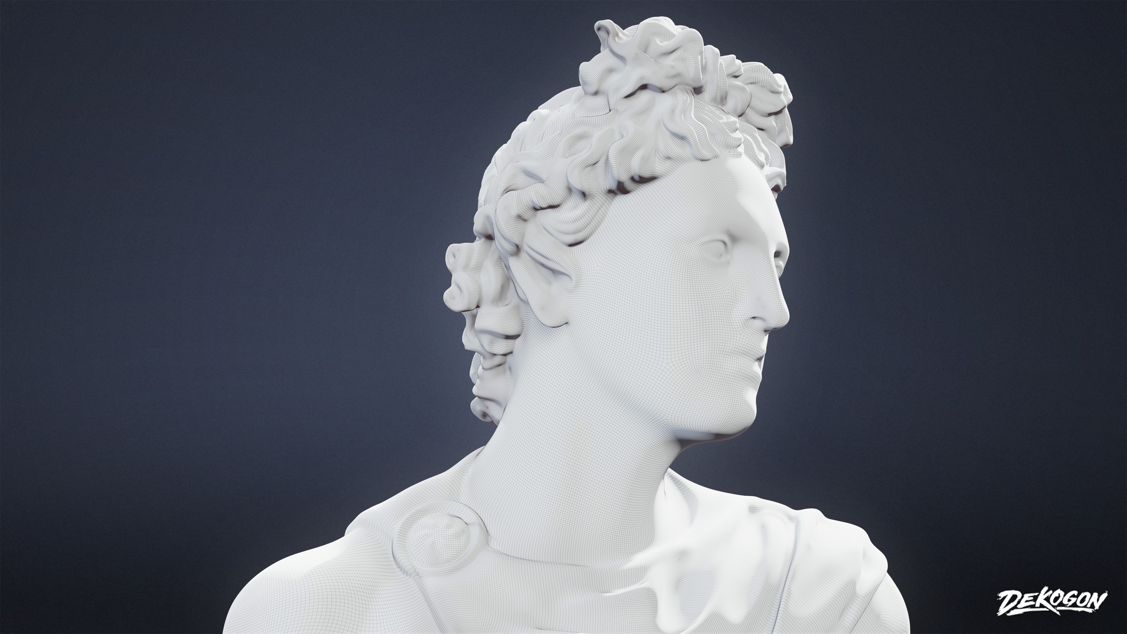 STONE SCULPTURES - Statue Bust 02 - LOW POLY AND NANITE Low-poly 3D model_7