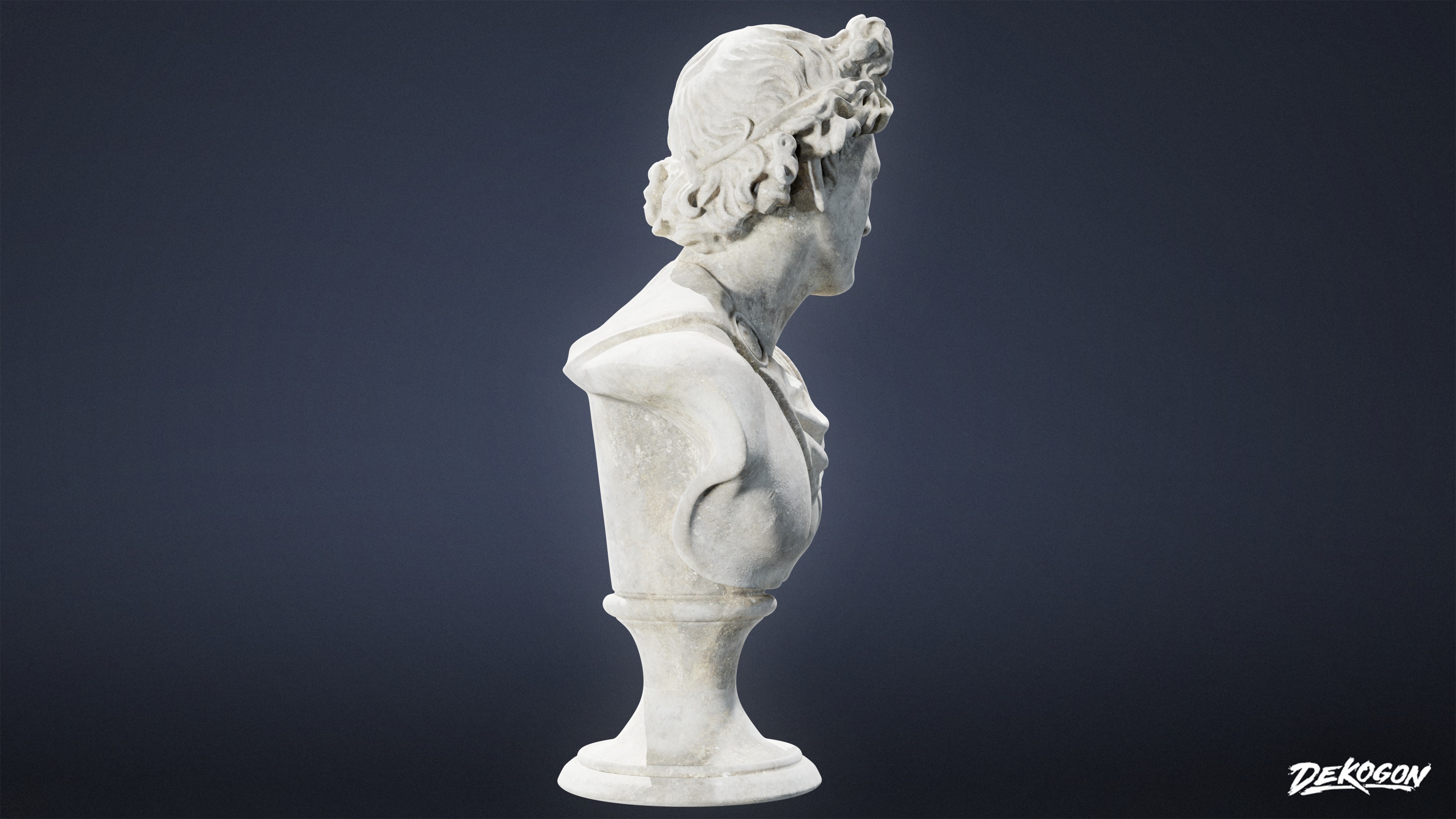 STONE SCULPTURES - Statue Bust 02 - LOW POLY AND NANITE Low-poly 3D model_3