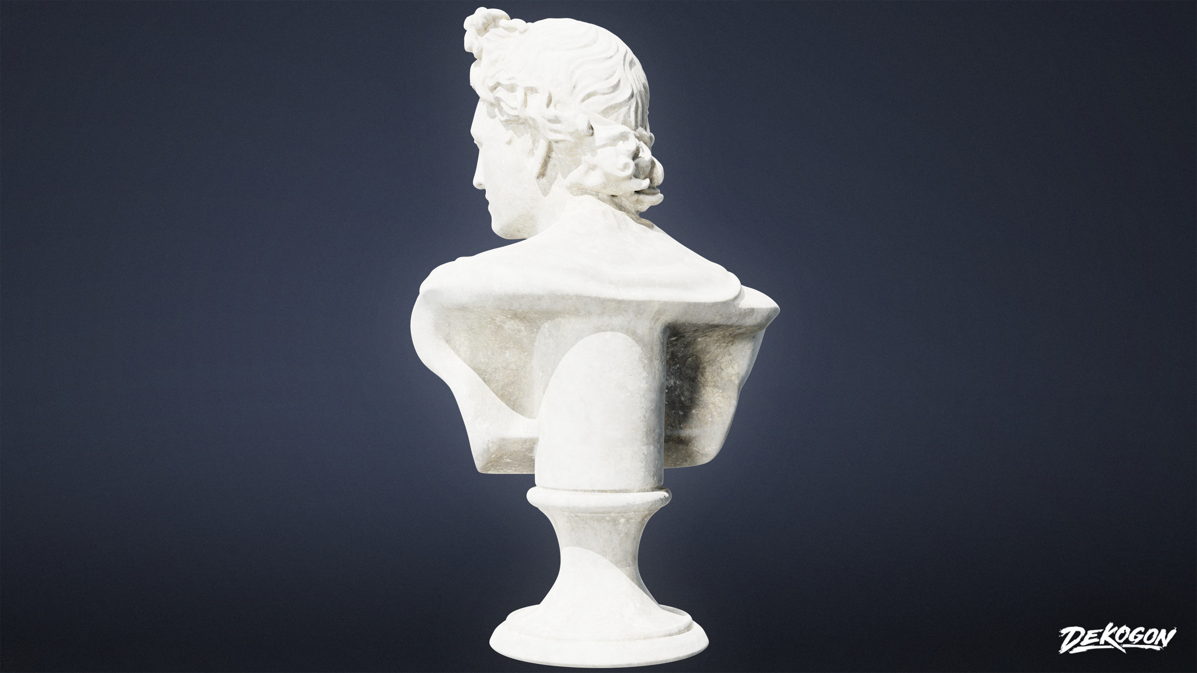 STONE SCULPTURES - Statue Bust 02 - LOW POLY AND NANITE Low-poly 3D model_4