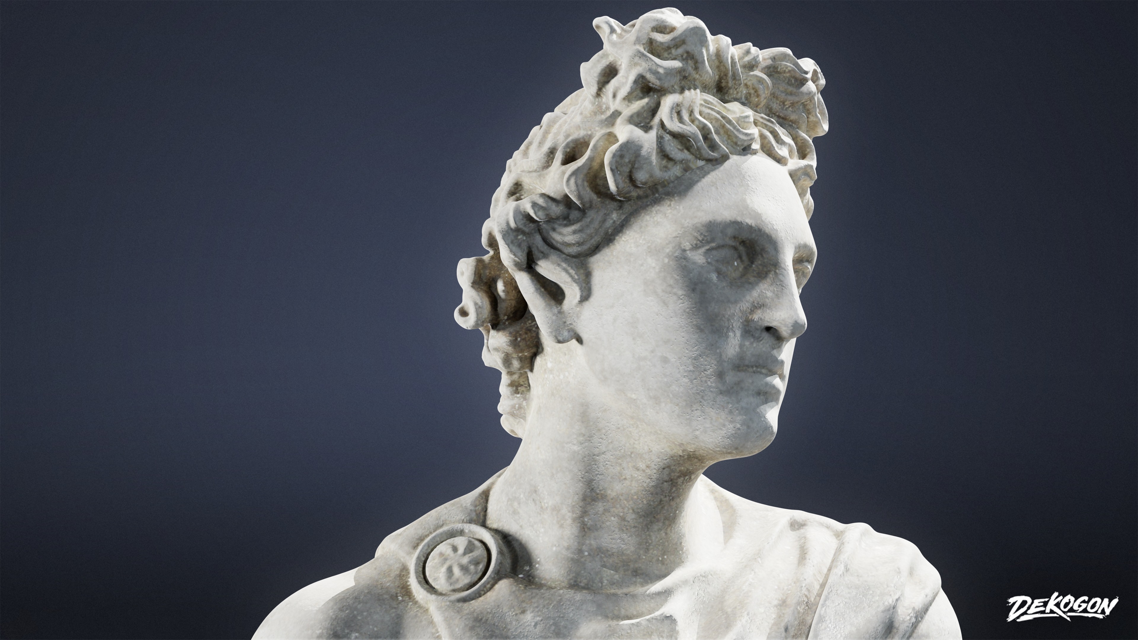 STONE SCULPTURES - Statue Bust 02 - LOW POLY AND NANITE Low-poly 3D model_6