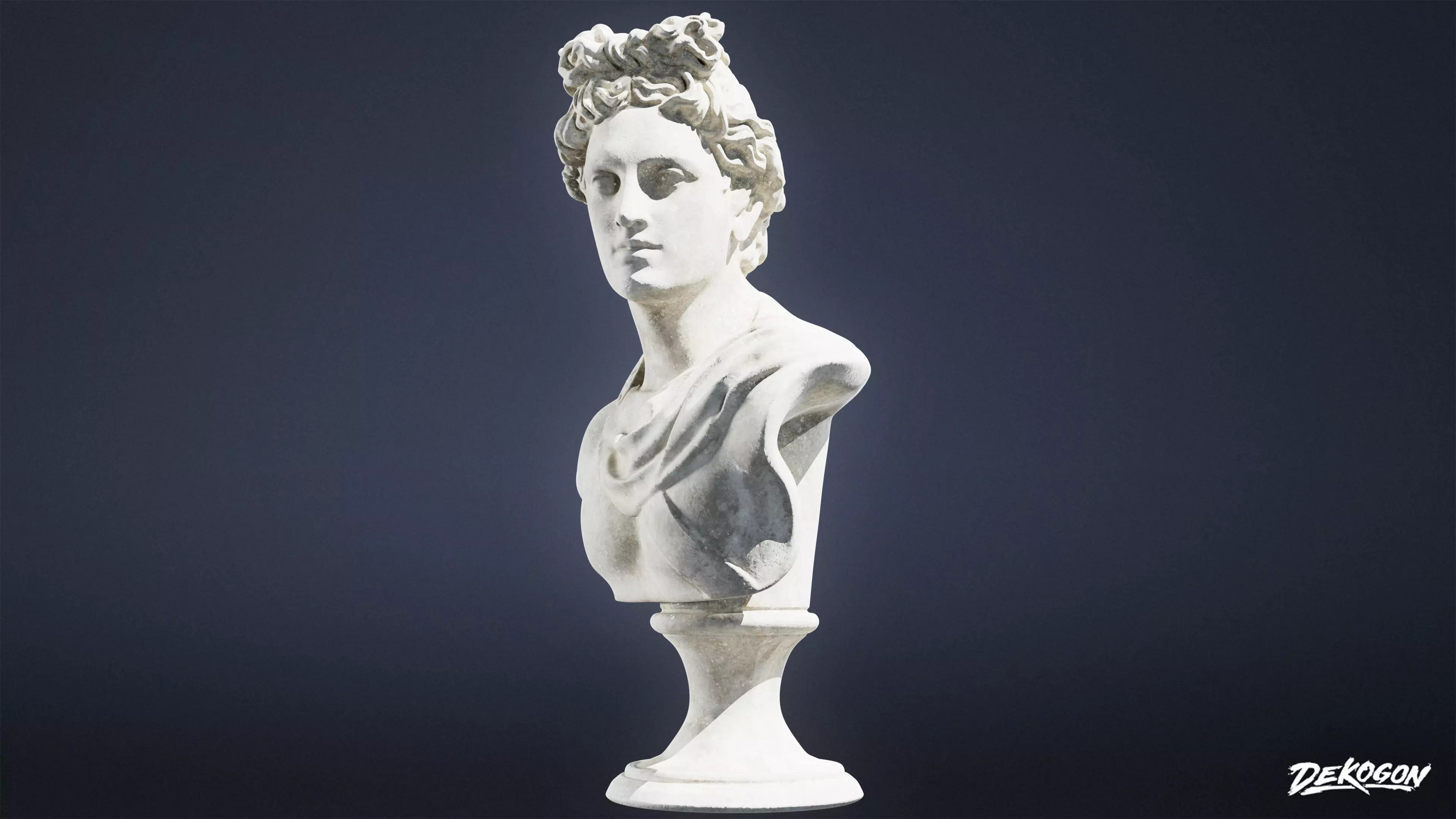 STONE SCULPTURES - Statue Bust 02 - LOW POLY AND NANITE Low-poly 3D model_0