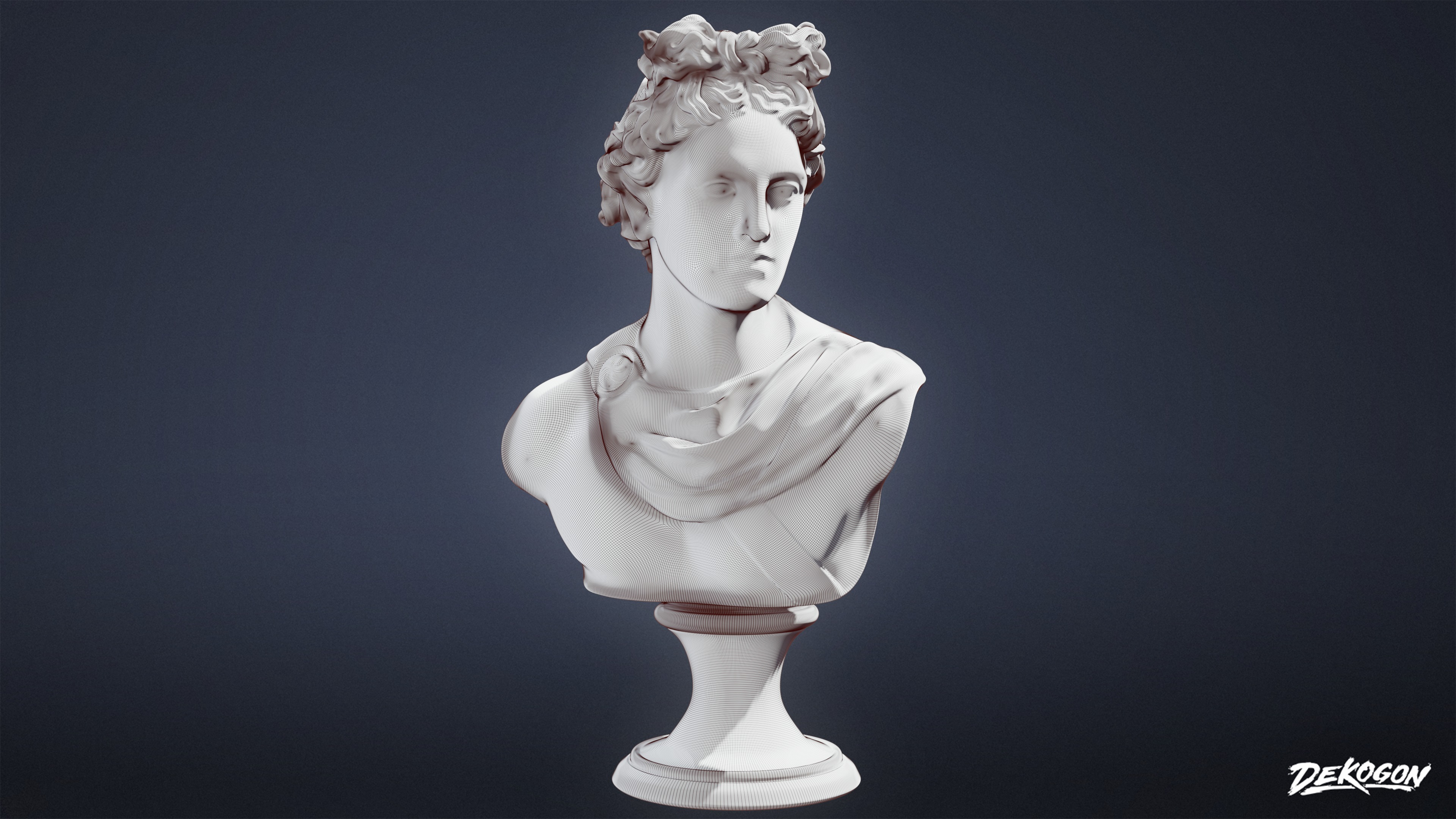 STONE SCULPTURES - Statue Bust 02 - LOW POLY AND NANITE Low-poly 3D model_8