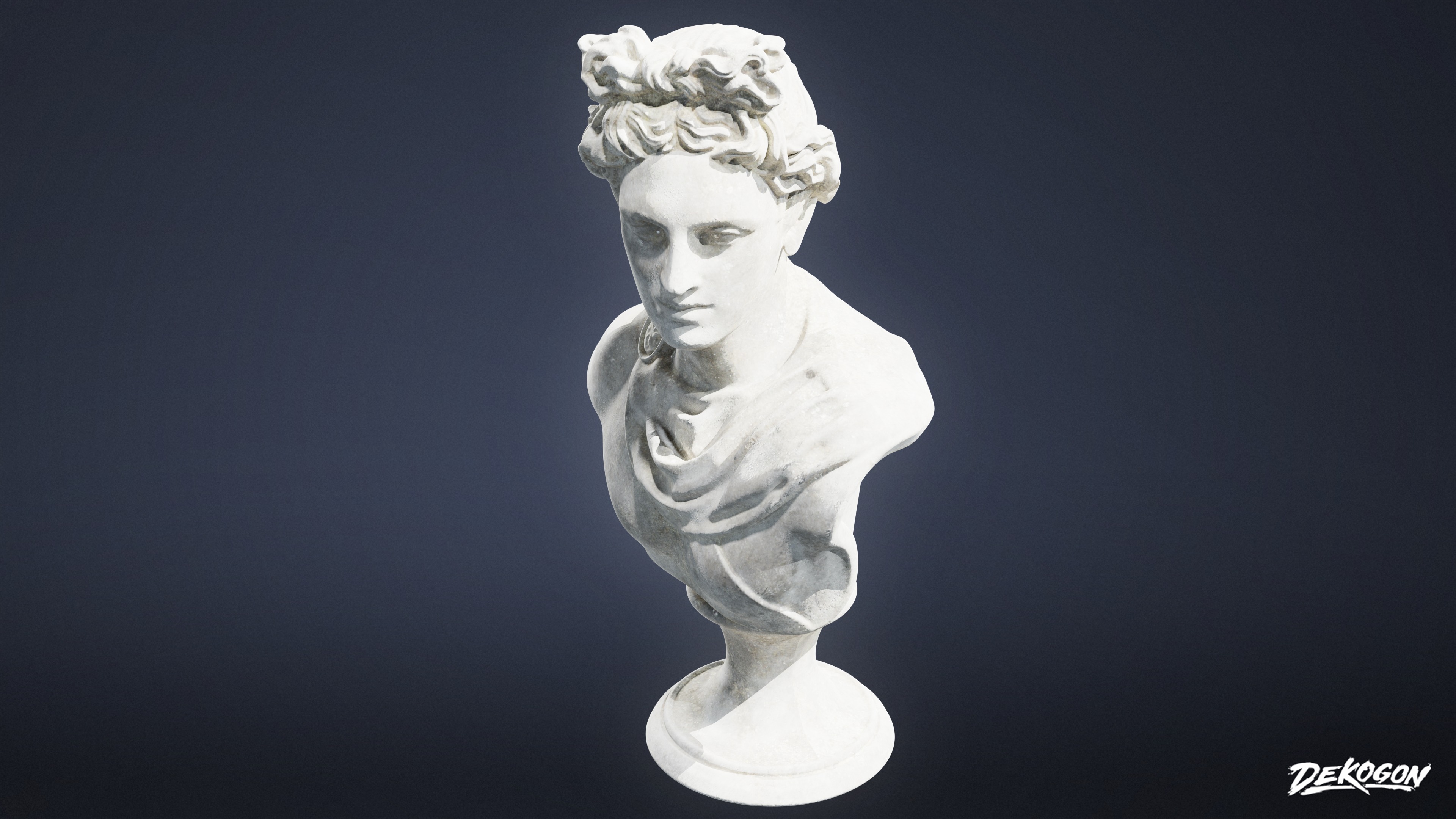 STONE SCULPTURES - Statue Bust 02 - LOW POLY AND NANITE Low-poly 3D model_5