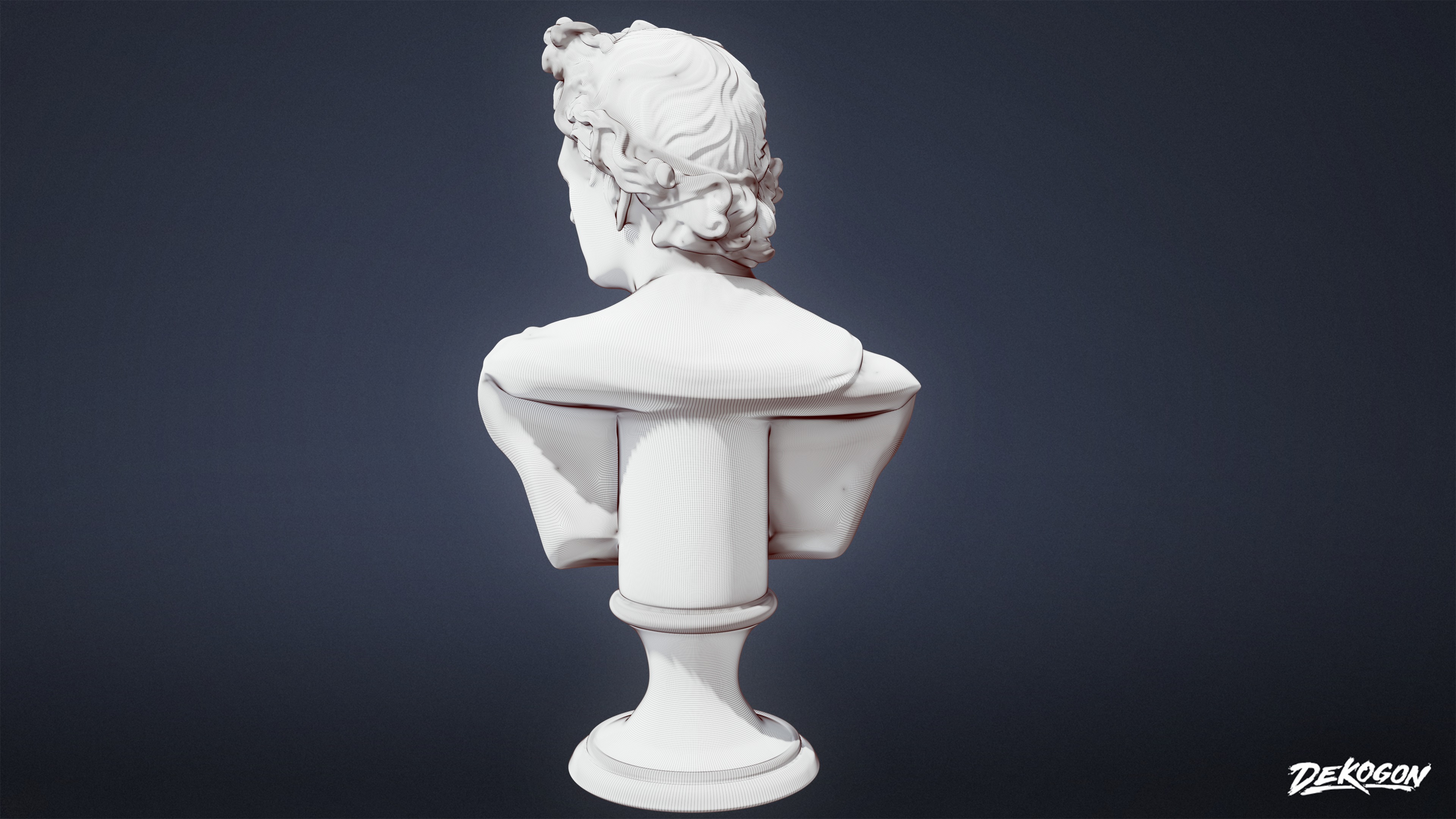 STONE SCULPTURES - Statue Bust 02 - LOW POLY AND NANITE Low-poly 3D model_9