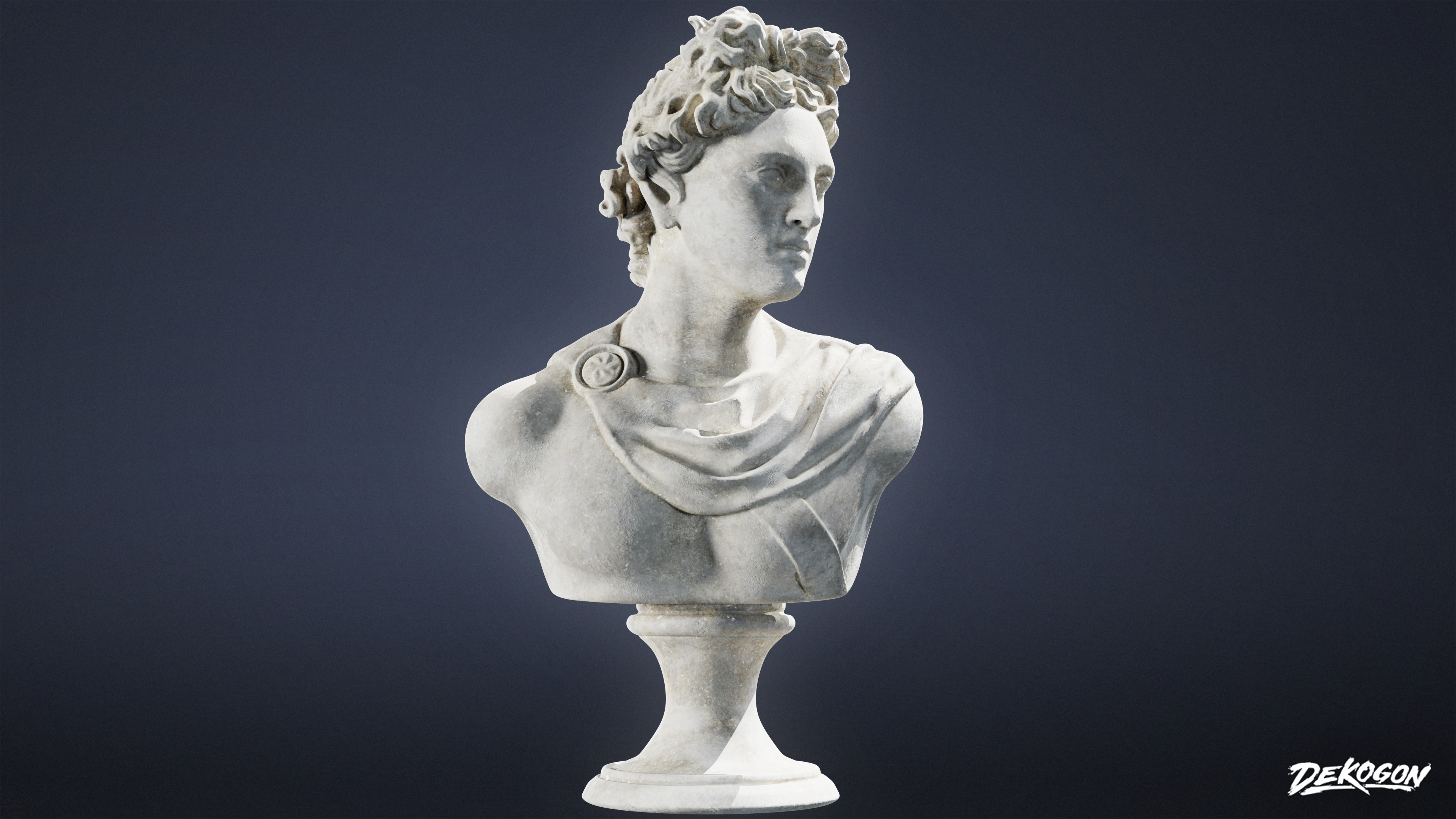 STONE SCULPTURES - Statue Bust 02 - LOW POLY AND NANITE Low-poly 3D model_2