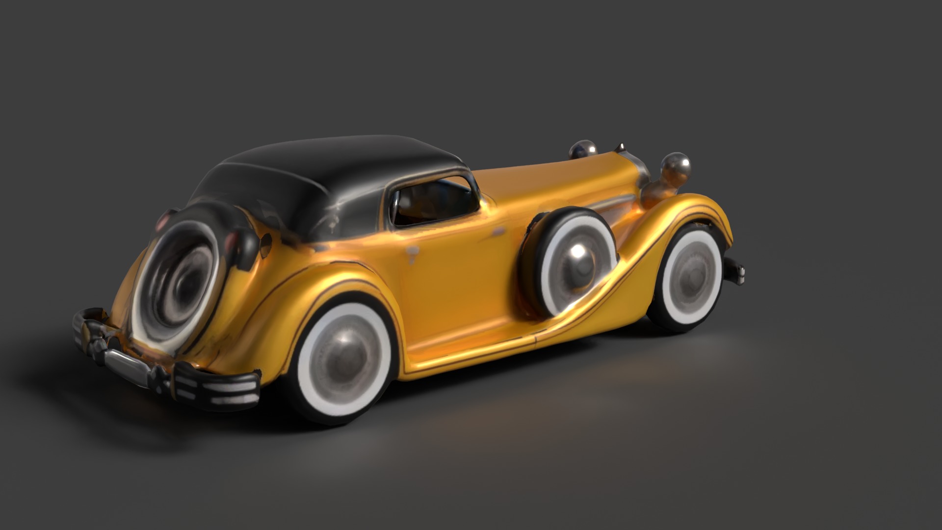 Yellow vintage car 3D model_5