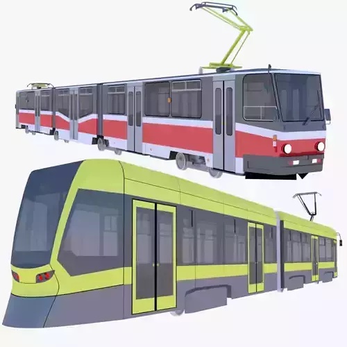 Stadler and KT8D5 trams 3D Model Collection