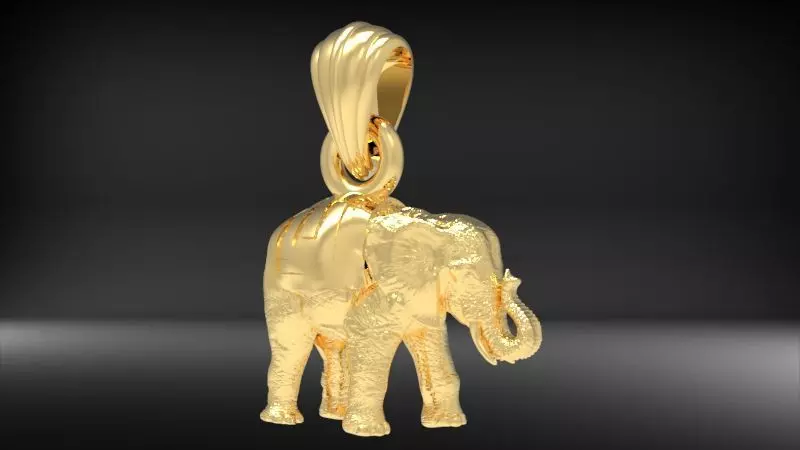 Solid Elephant Necklace Charm Pendant animal jewelry 3D print model