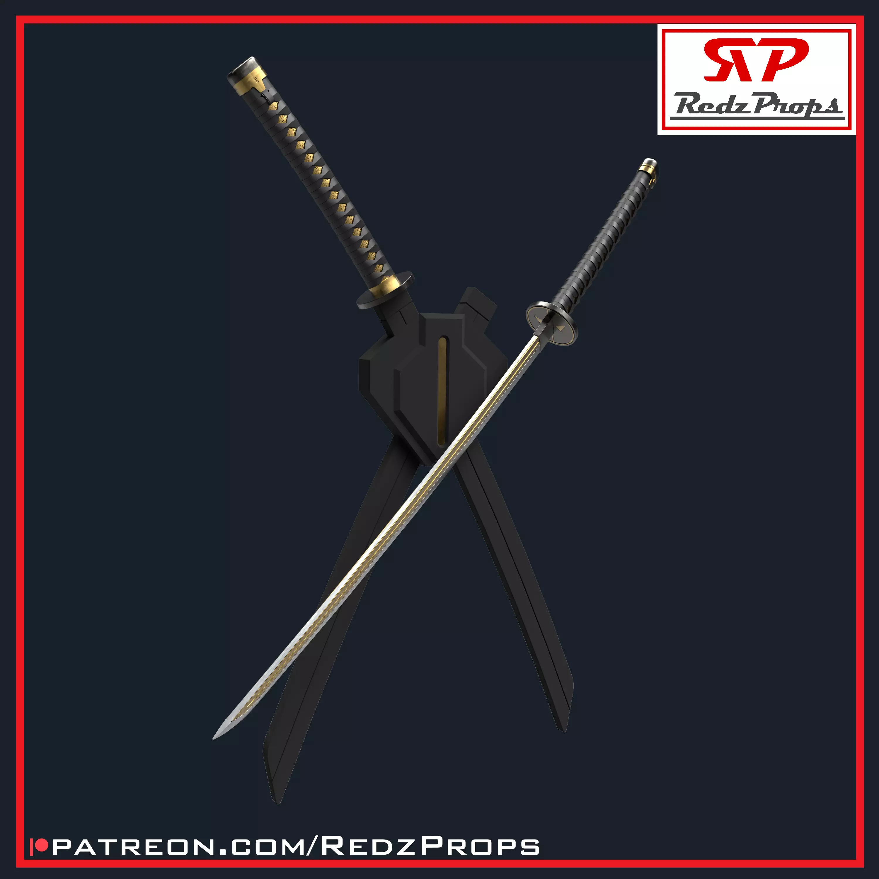 Deadpool 3 Katanas and Sheath Cosplay Prop 3D print model_0