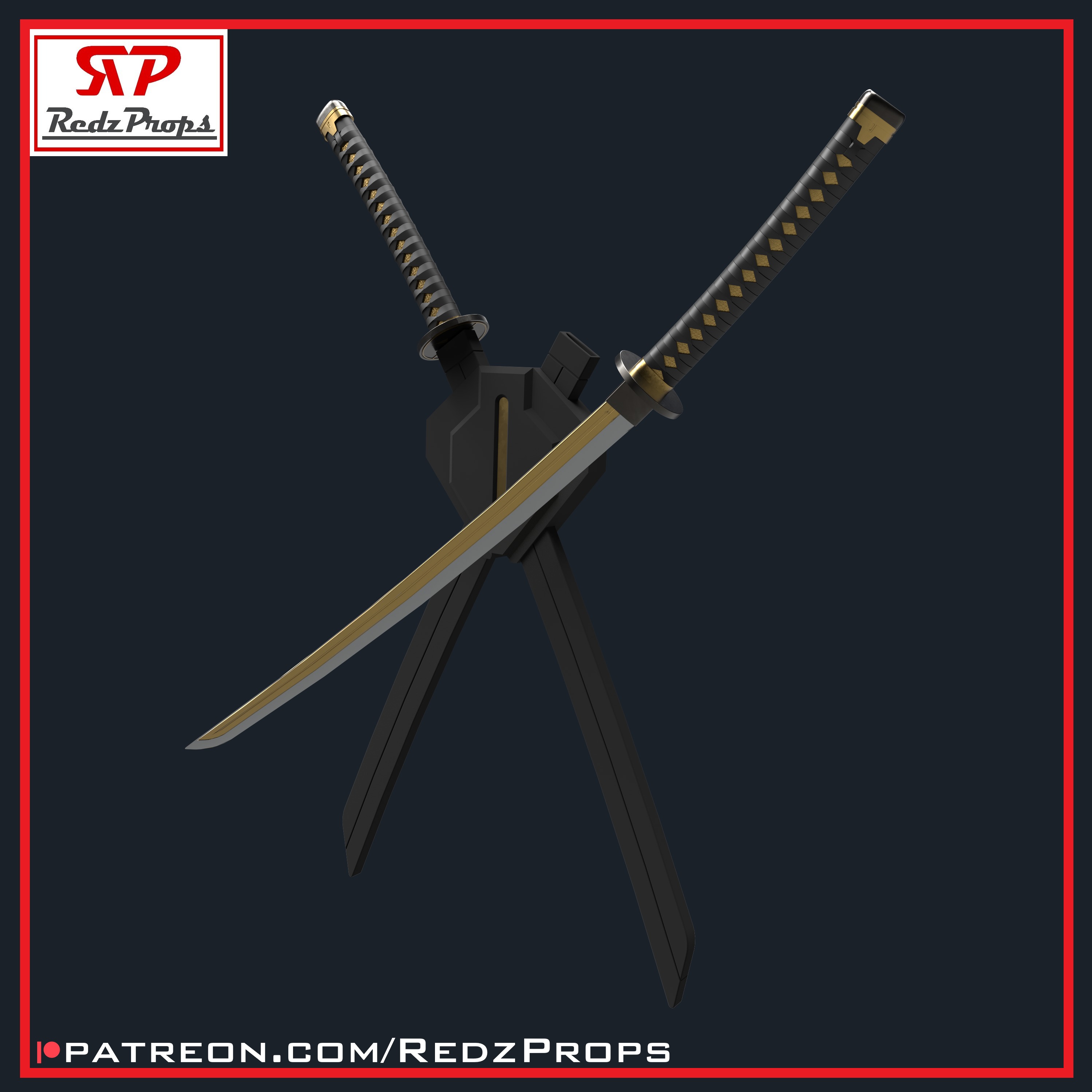 Deadpool 3 Katanas and Sheath Cosplay Prop 3D print model_1