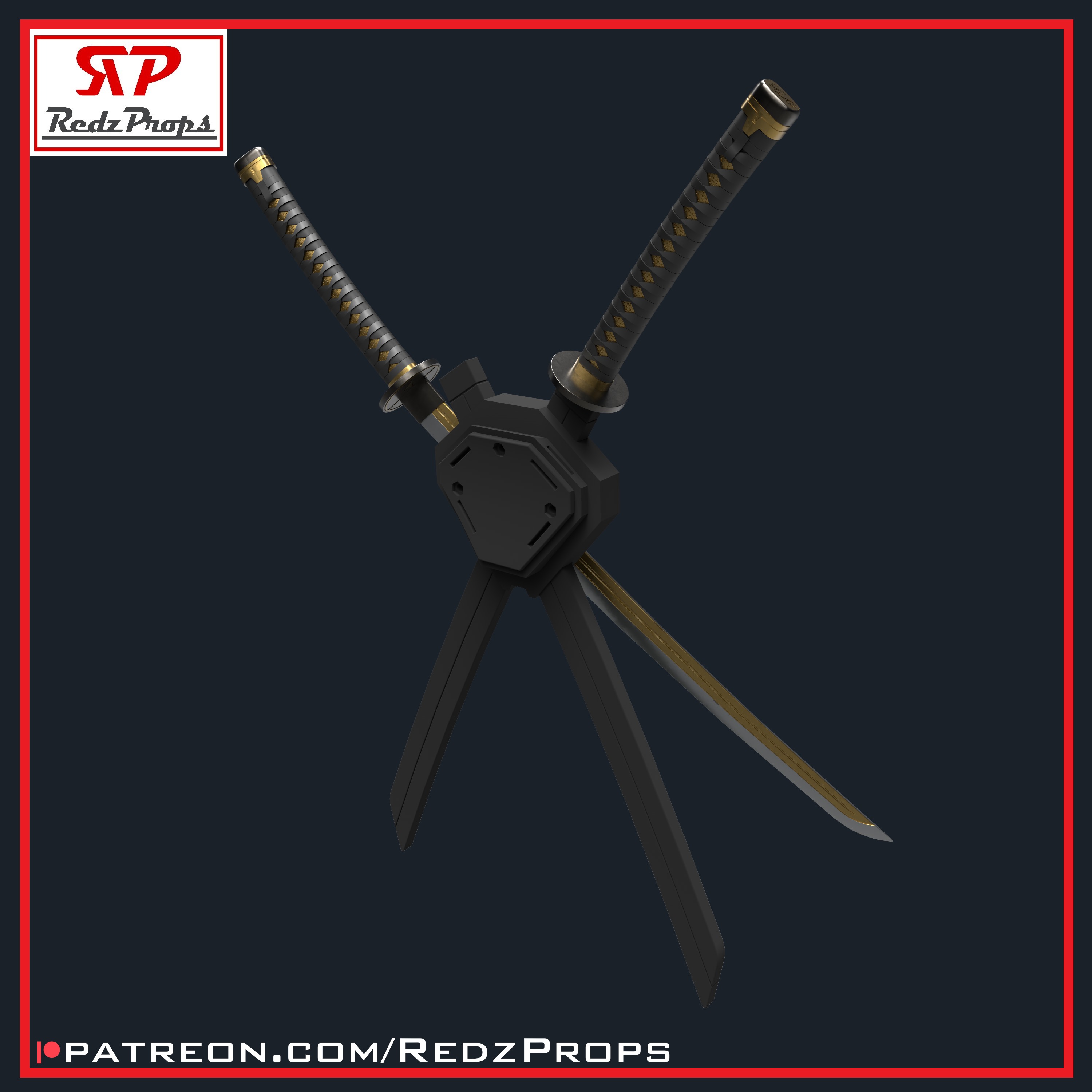Deadpool 3 Katanas and Sheath Cosplay Prop 3D print model_2