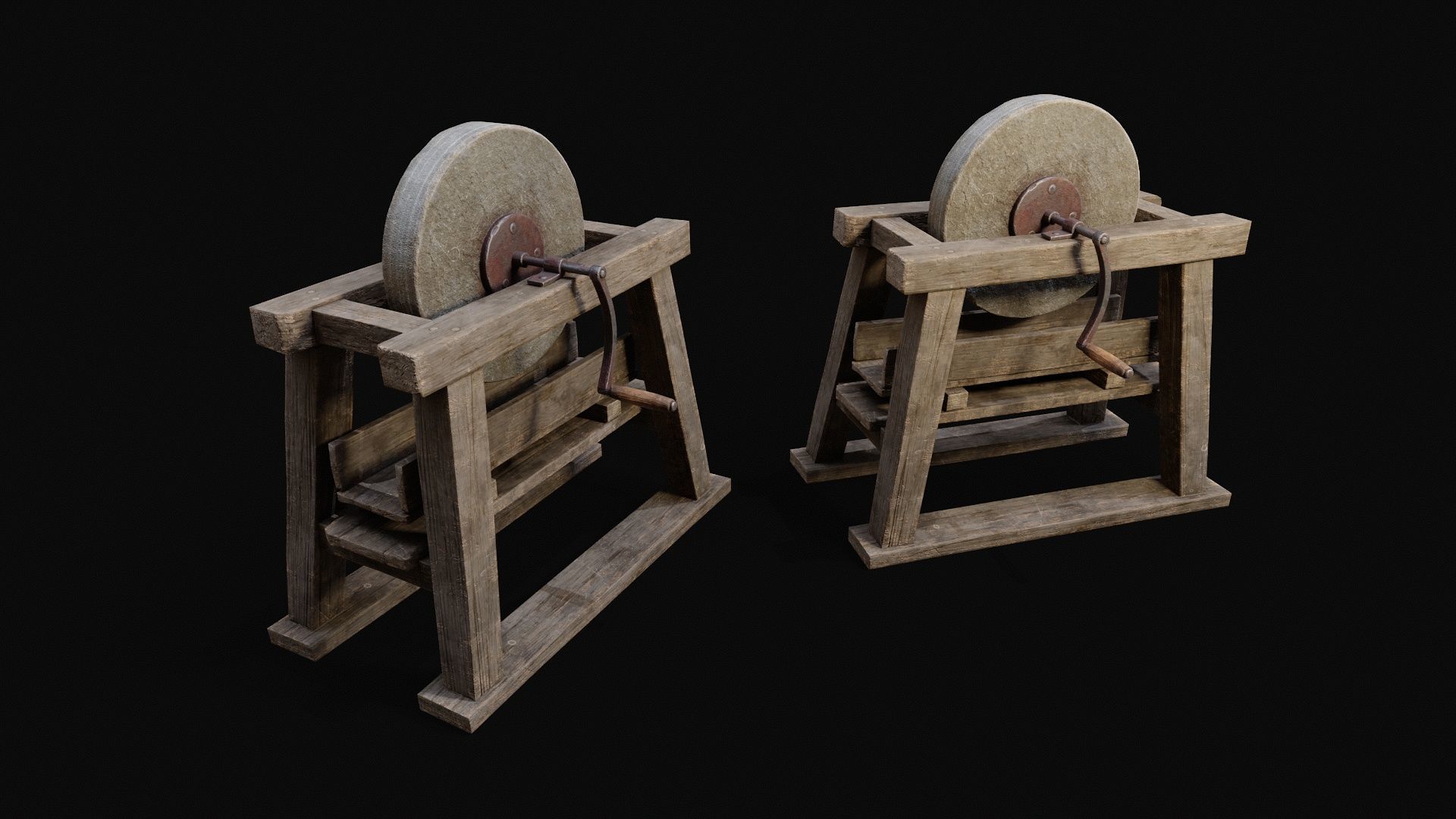 Medieval Grindstone Game Ready Low-poly 3D model_1