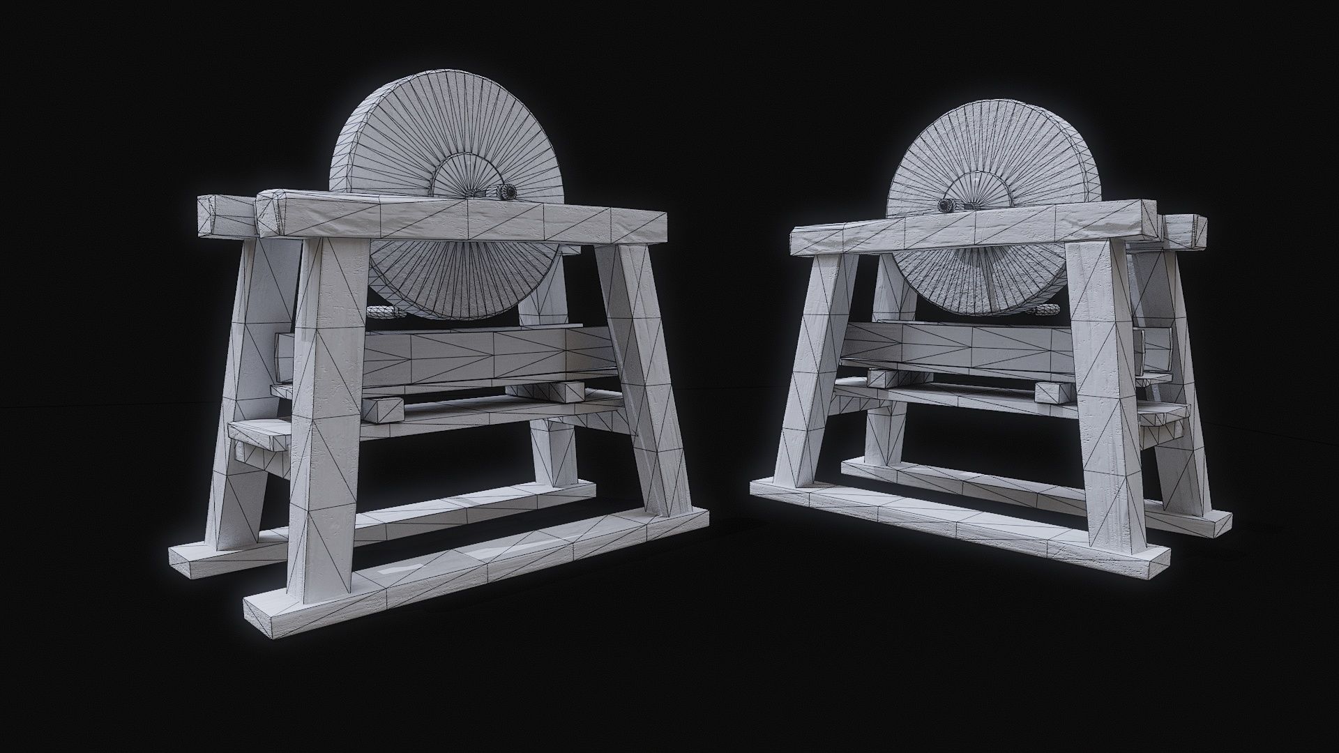 Medieval Grindstone Game Ready Low-poly 3D model_7