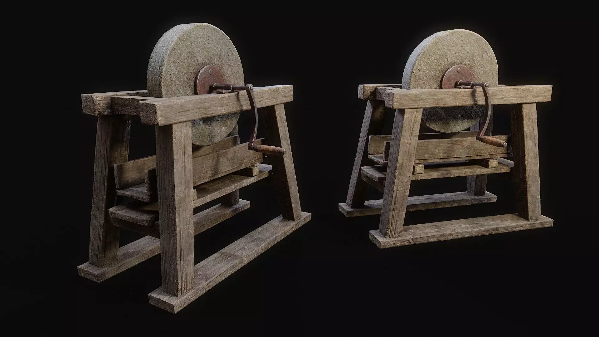 Medieval Grindstone Game Ready Low-poly 3D model_0