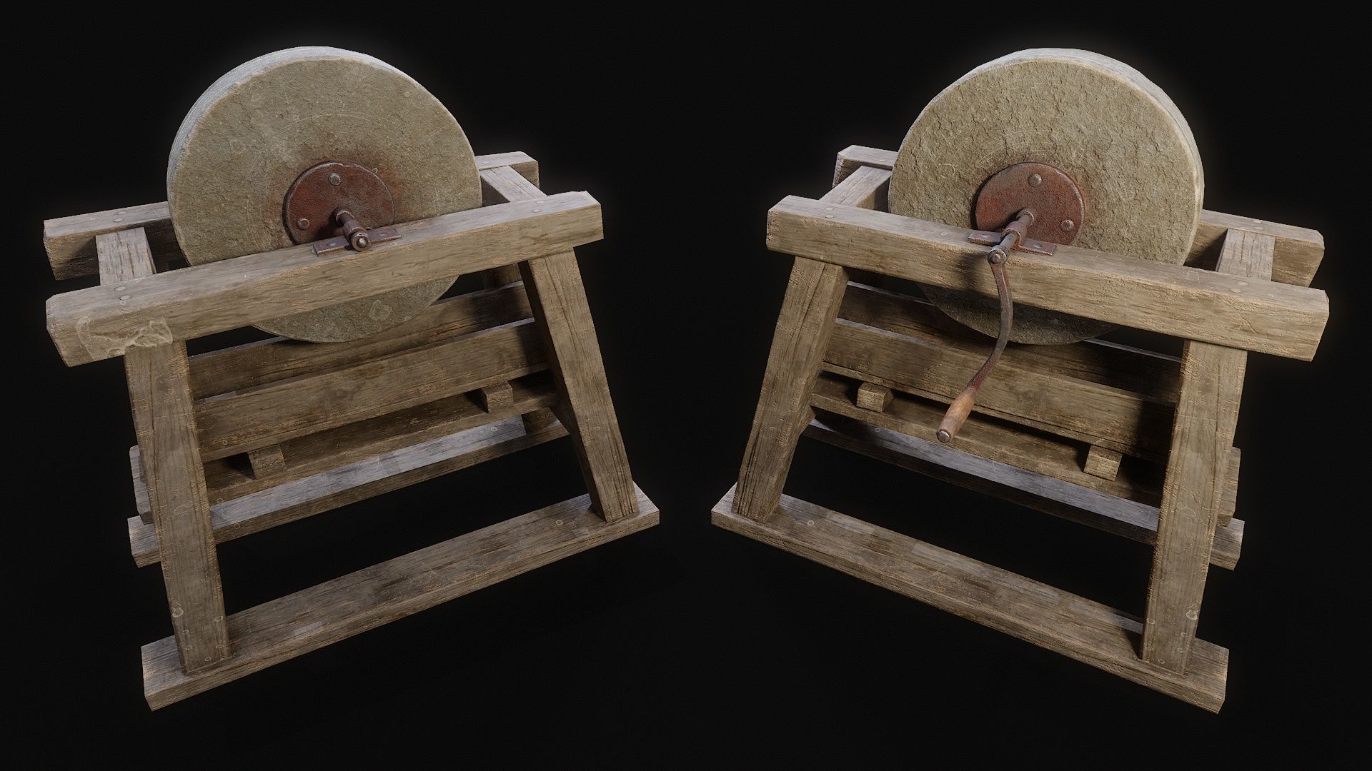 Medieval Grindstone Game Ready Low-poly 3D model_5