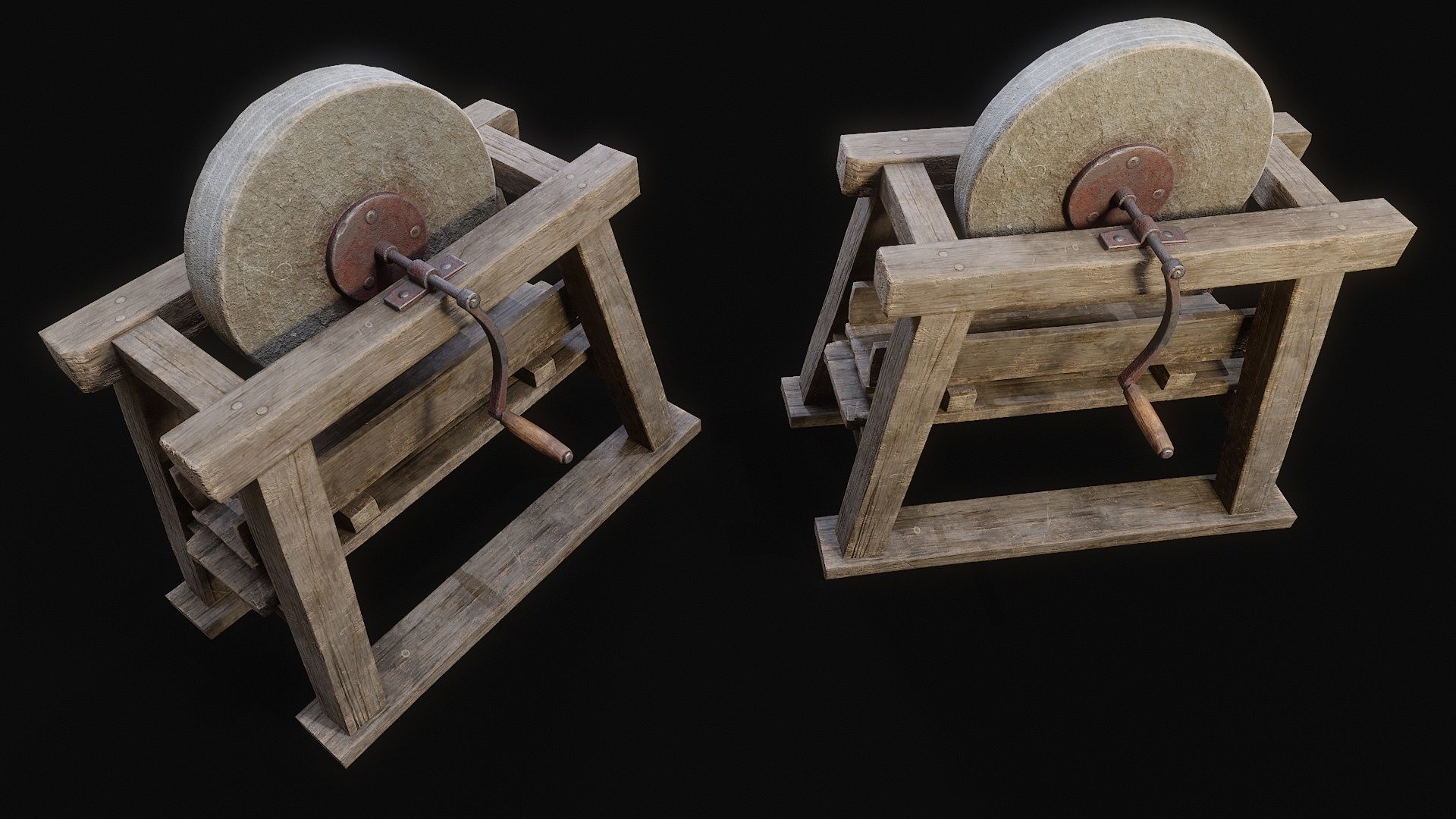 Medieval Grindstone Game Ready Low-poly 3D model_2