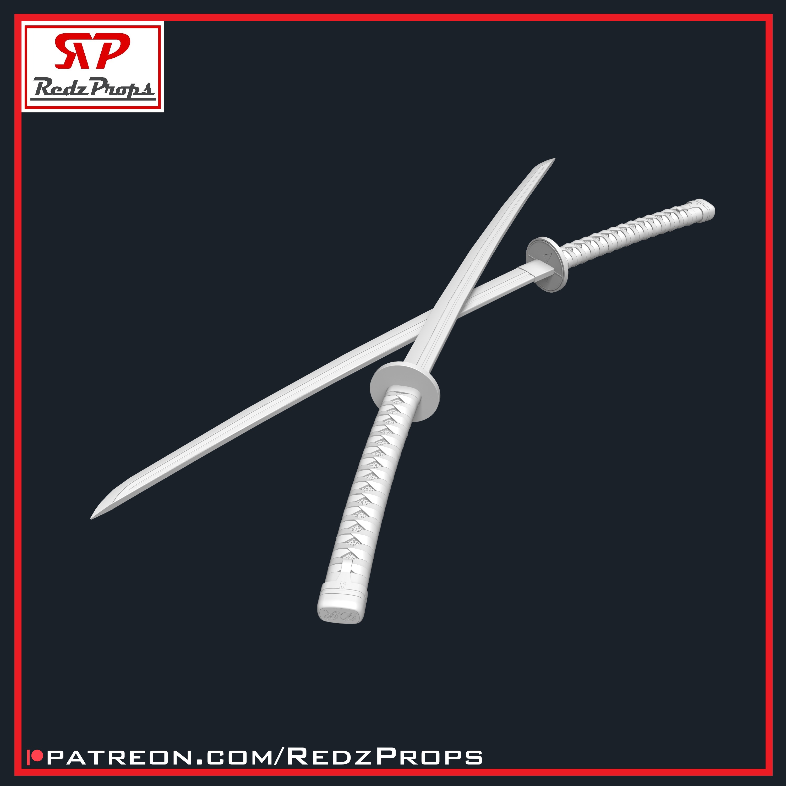Deadpool 3 Katanas Cosplay Prop 3D print model_7