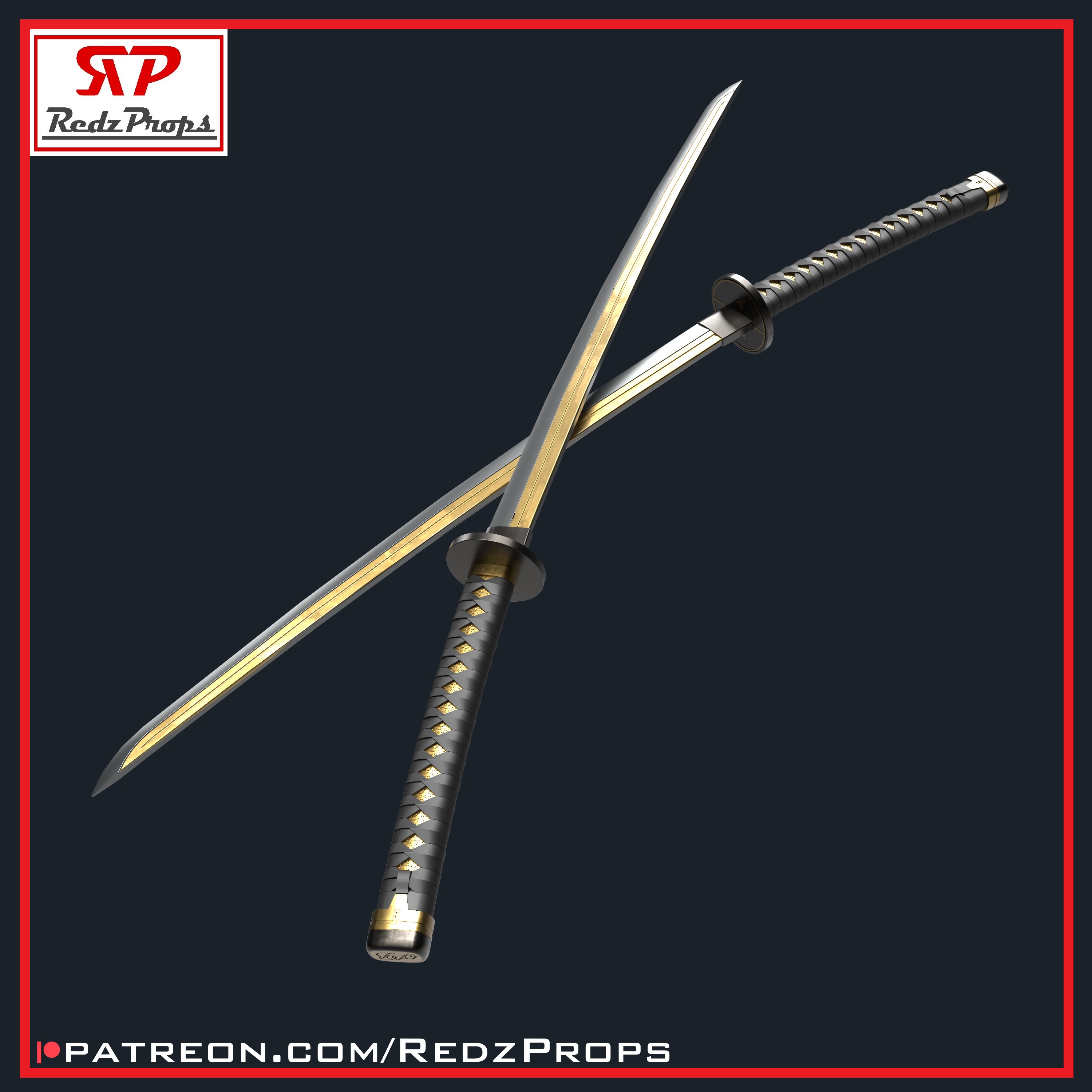 Deadpool 3 Katanas Cosplay Prop 3D print model_2