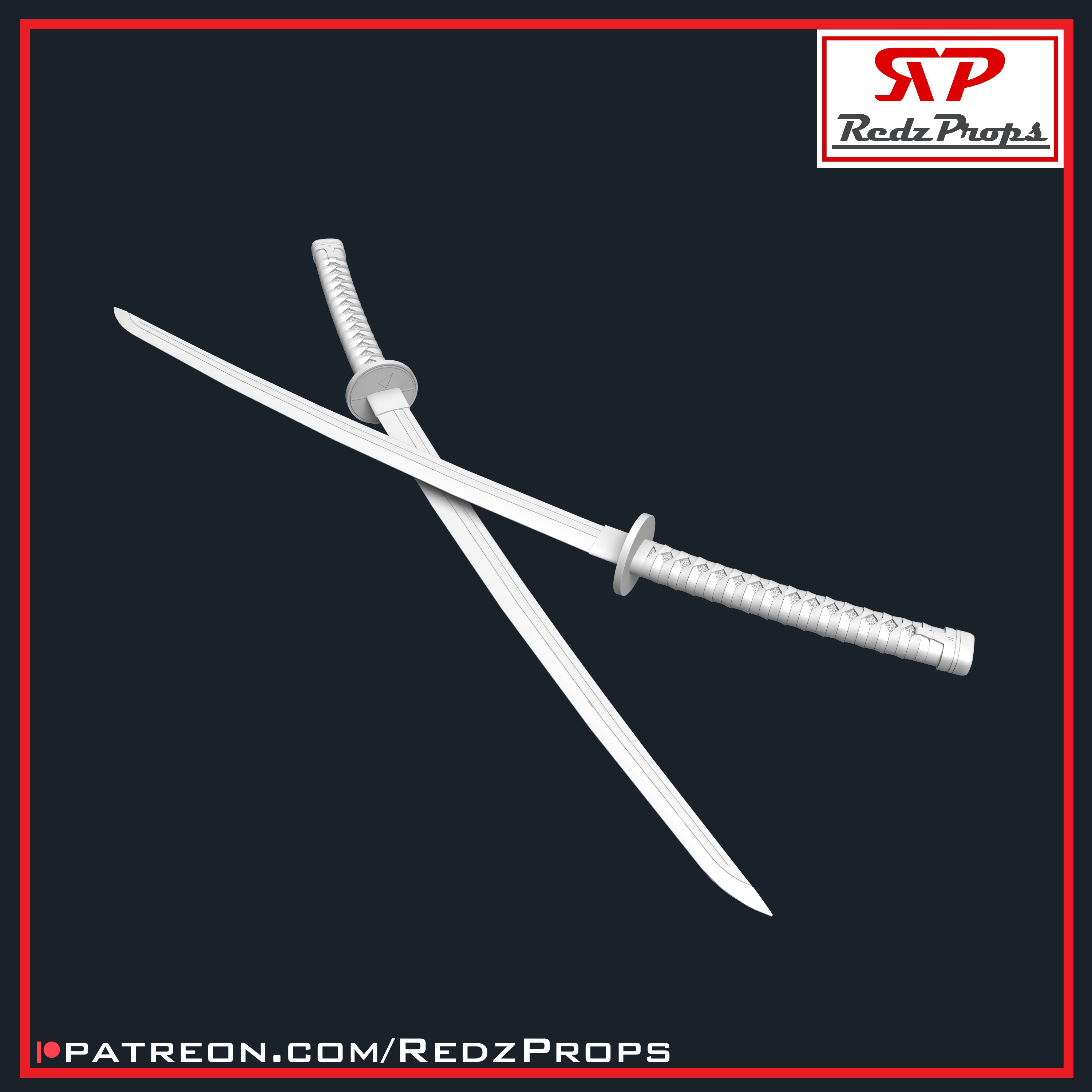 Deadpool 3 Katanas Cosplay Prop 3D print model_4