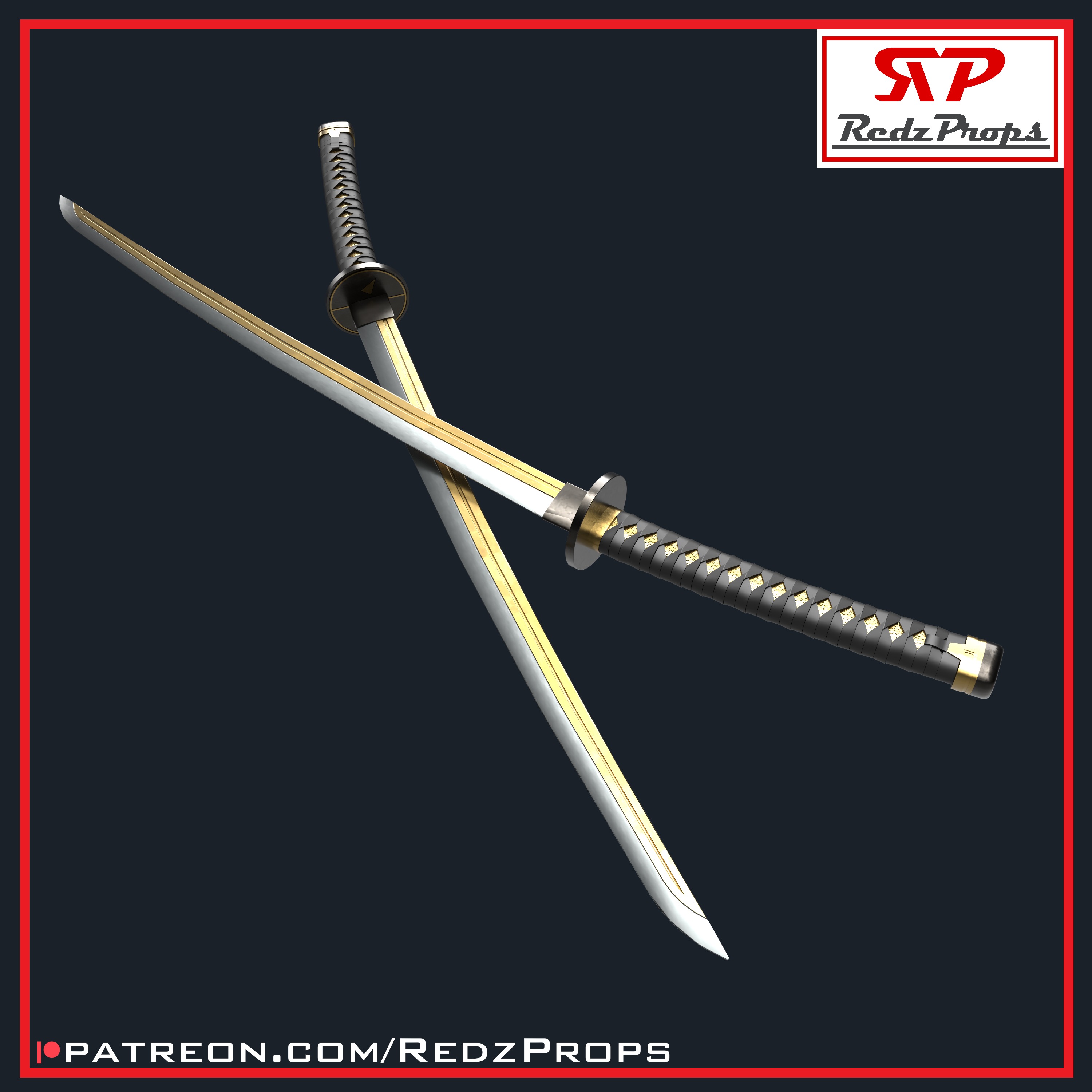 Deadpool 3 Katanas Cosplay Prop 3D print model_1