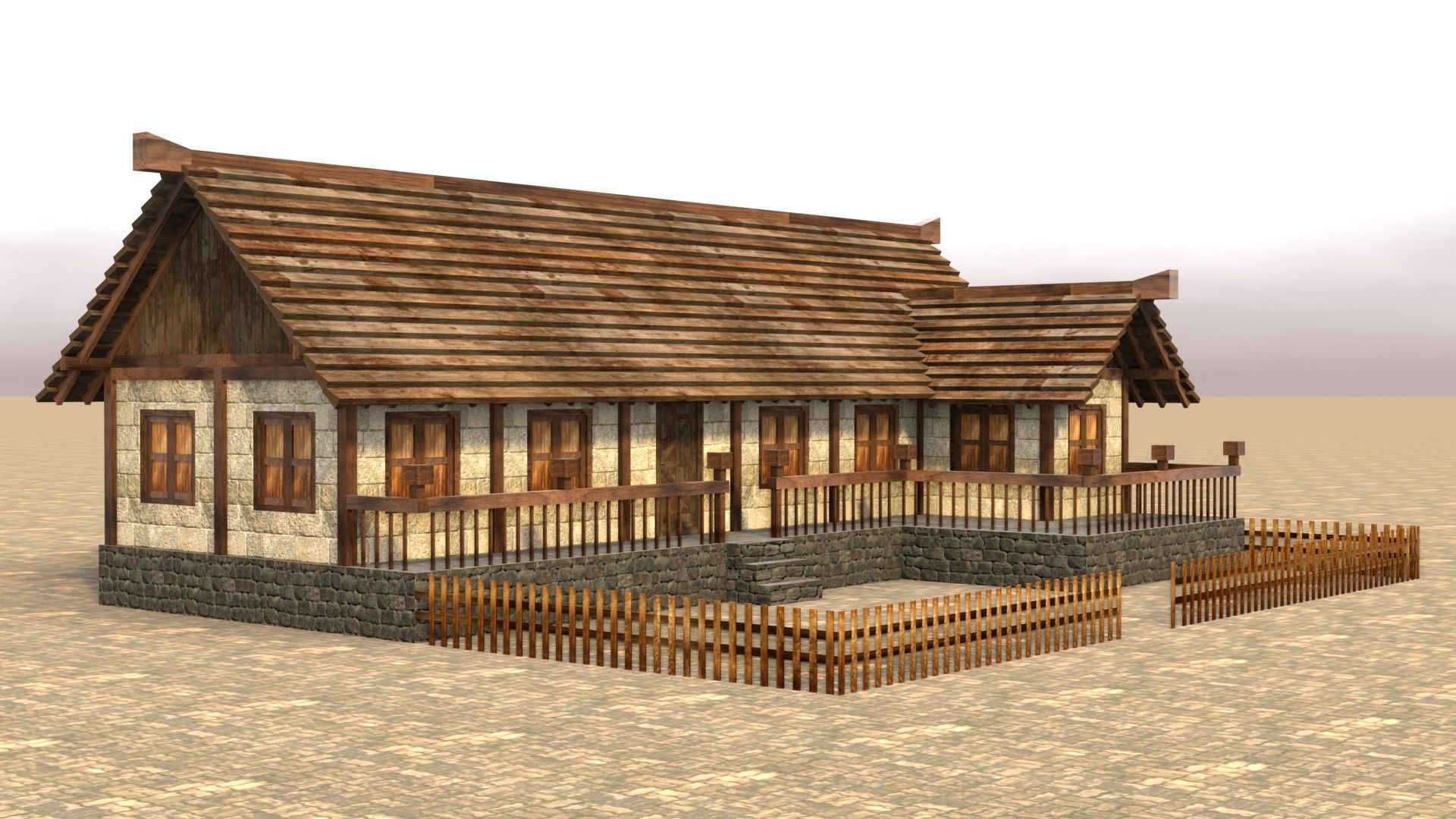 Detailed Low Poly Medieval House Models for Game Development Low-poly 3D model_6
