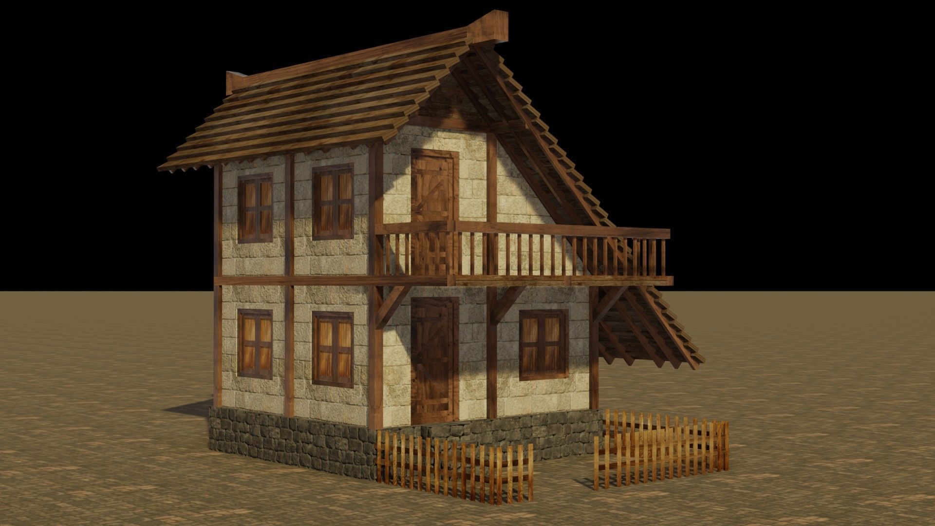 Detailed Low Poly Medieval House Models for Game Development Low-poly 3D model_15