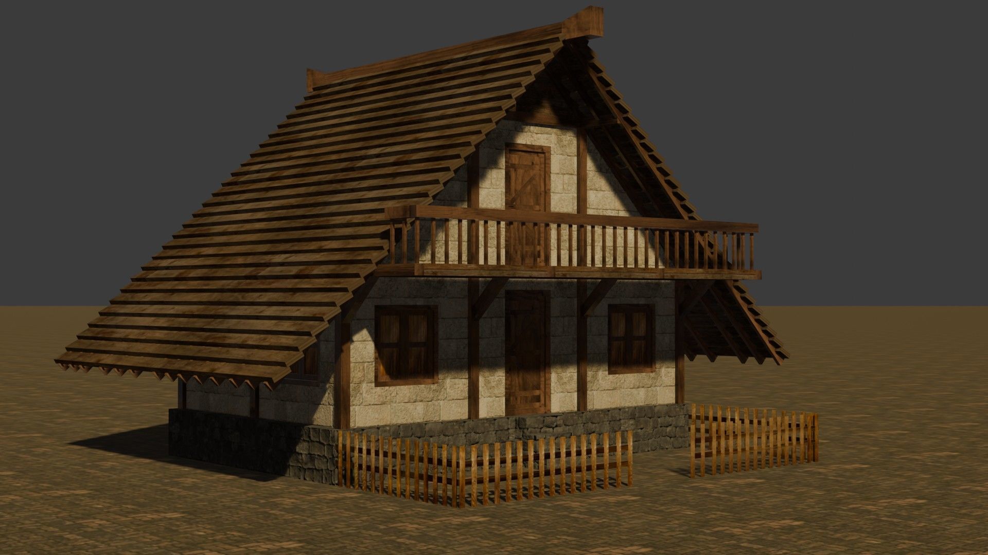 Detailed Low Poly Medieval House Models for Game Development Low-poly 3D model_16