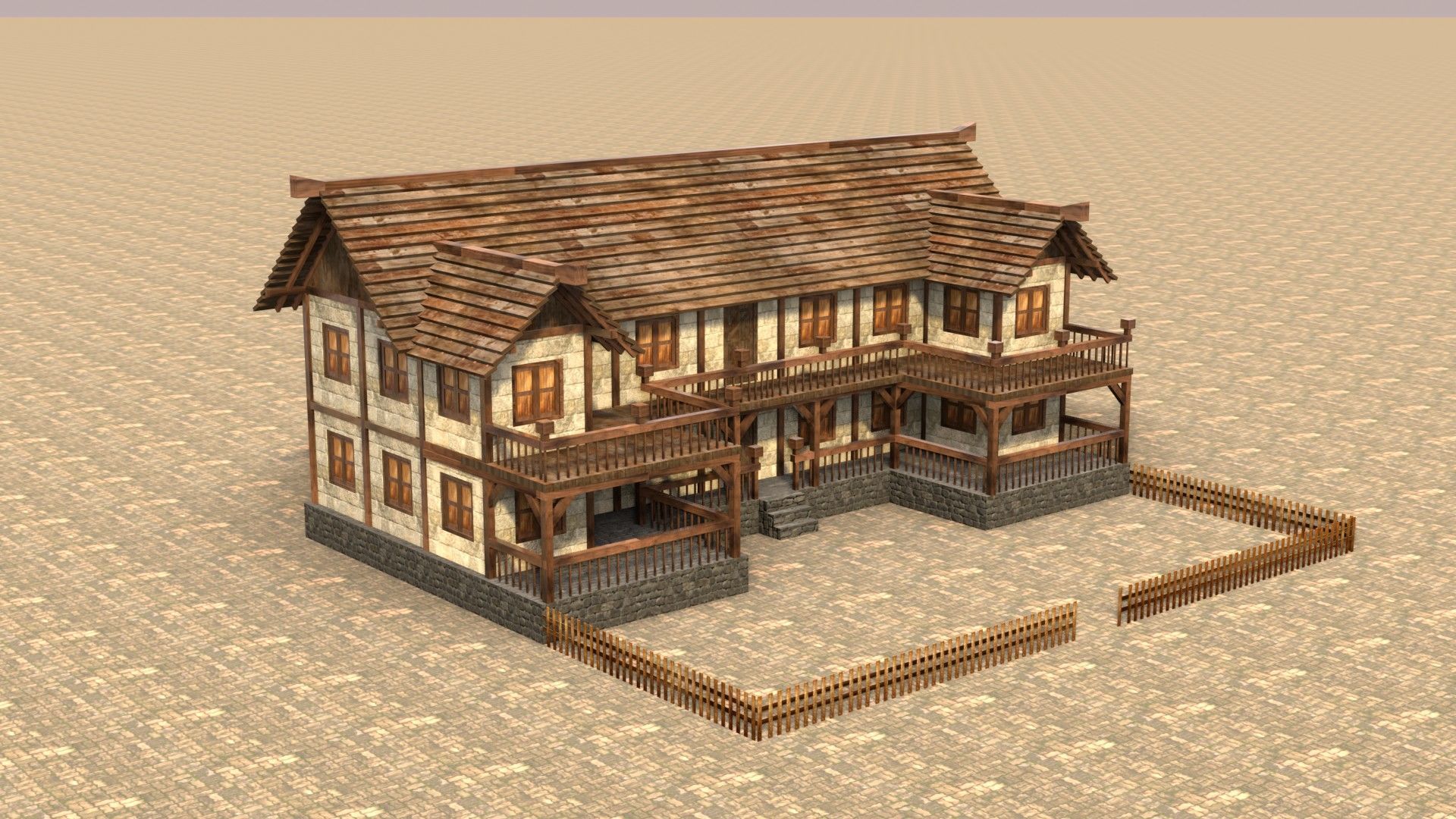 Detailed Low Poly Medieval House Models for Game Development Low-poly 3D model_7