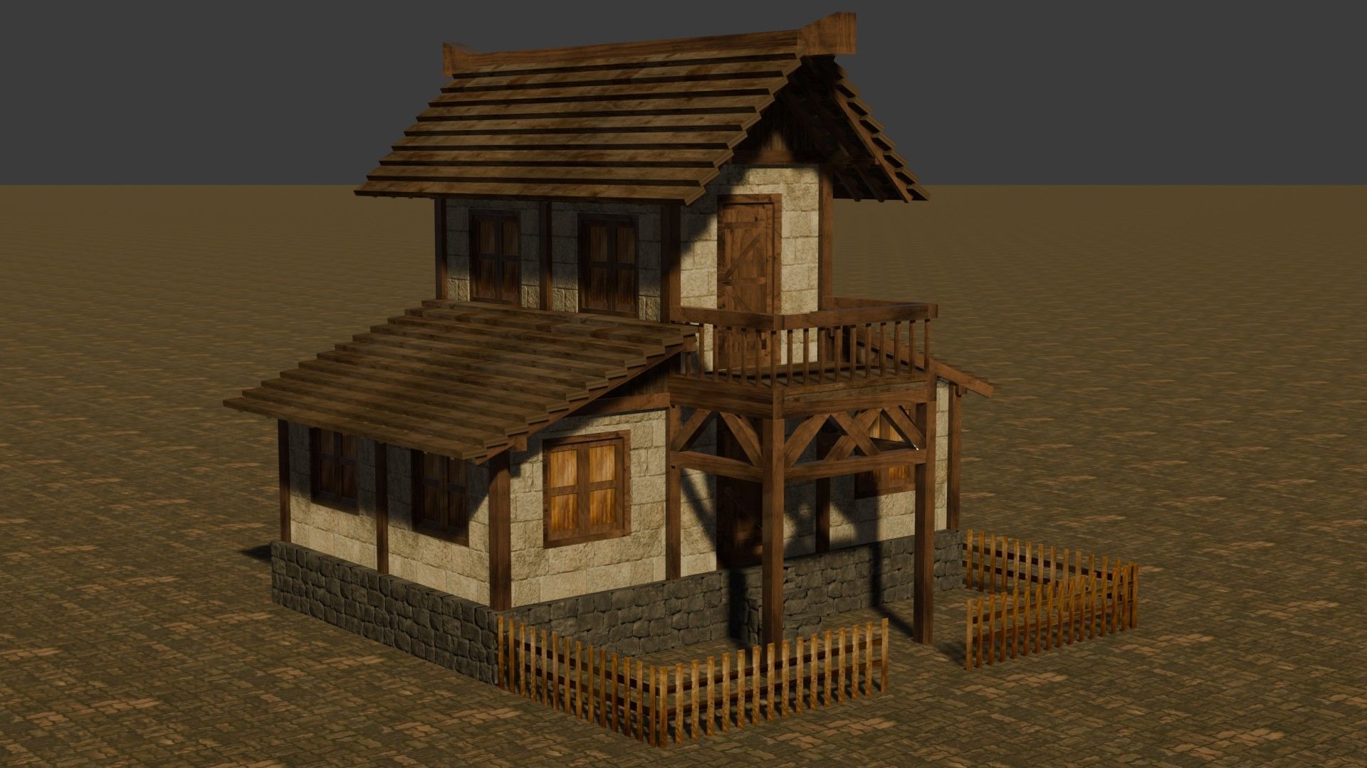 Detailed Low Poly Medieval House Models for Game Development Low-poly 3D model_1