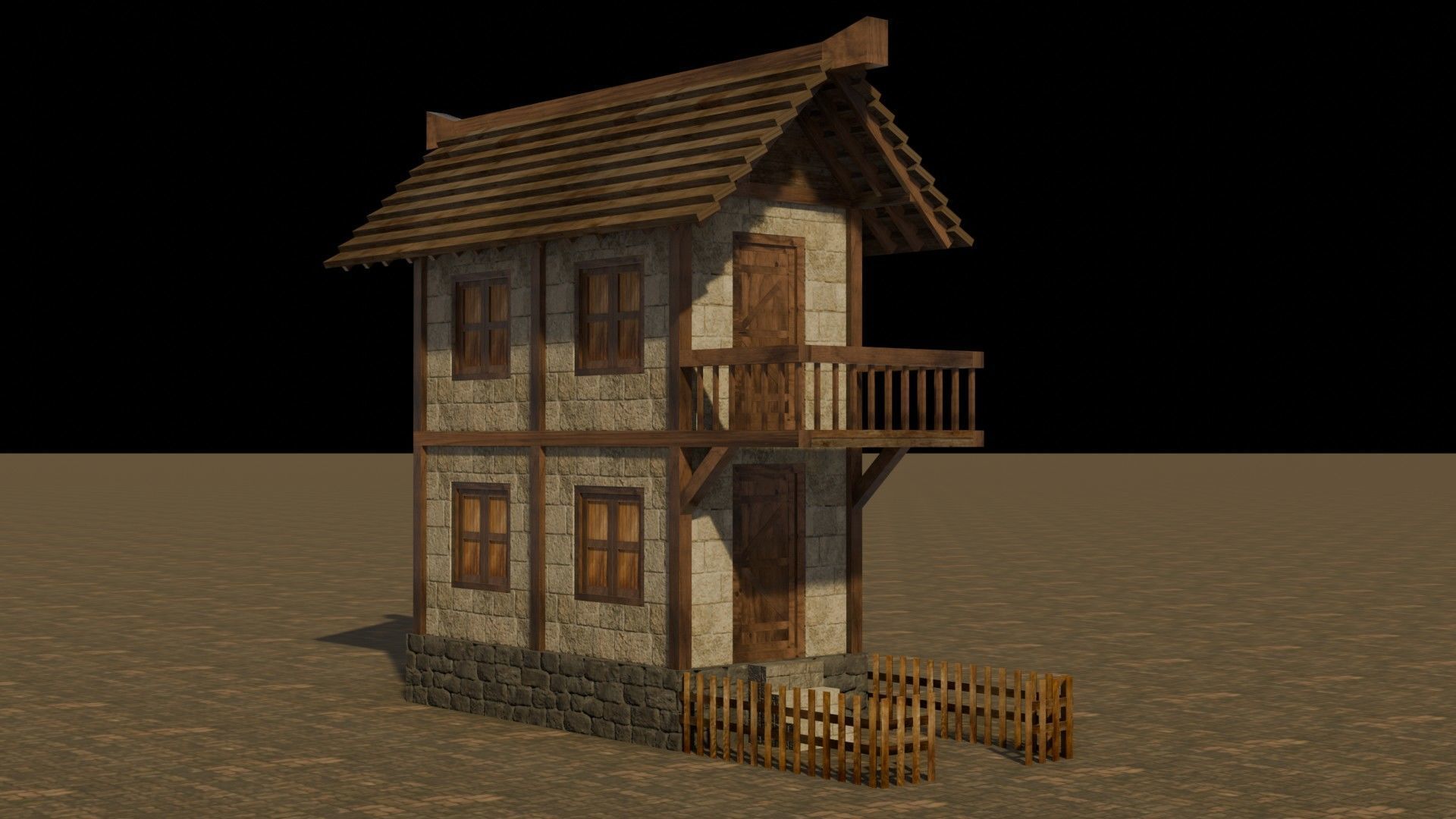 Detailed Low Poly Medieval House Models for Game Development Low-poly 3D model_21