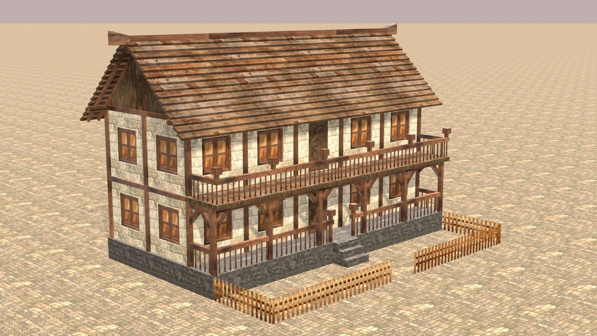 Detailed Low Poly Medieval House Models for Game Development Low-poly 3D model_5