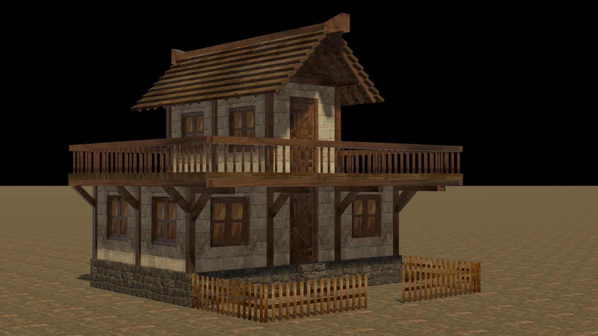 Detailed Low Poly Medieval House Models for Game Development Low-poly 3D model_18