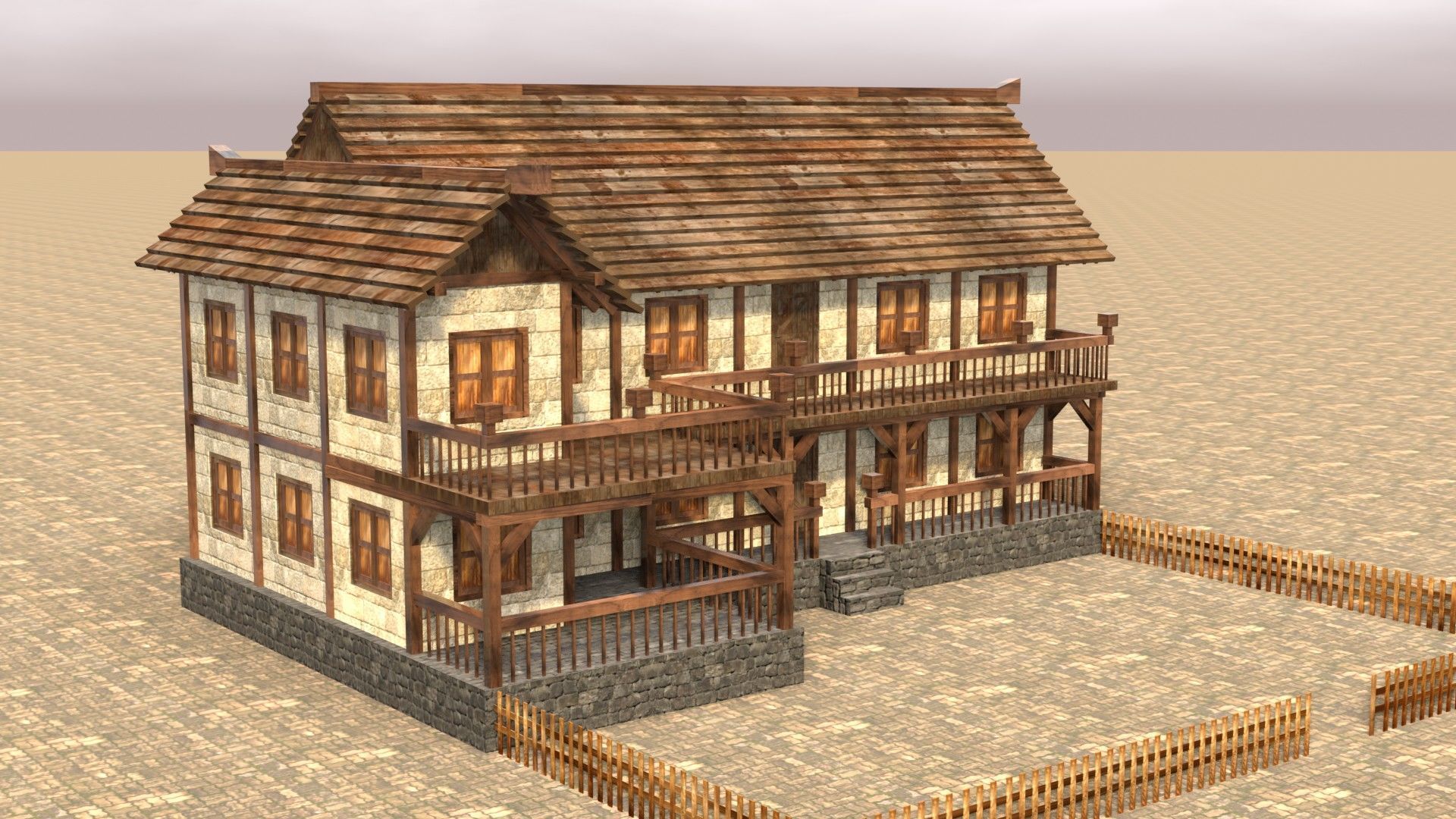 Detailed Low Poly Medieval House Models for Game Development Low-poly 3D model_12