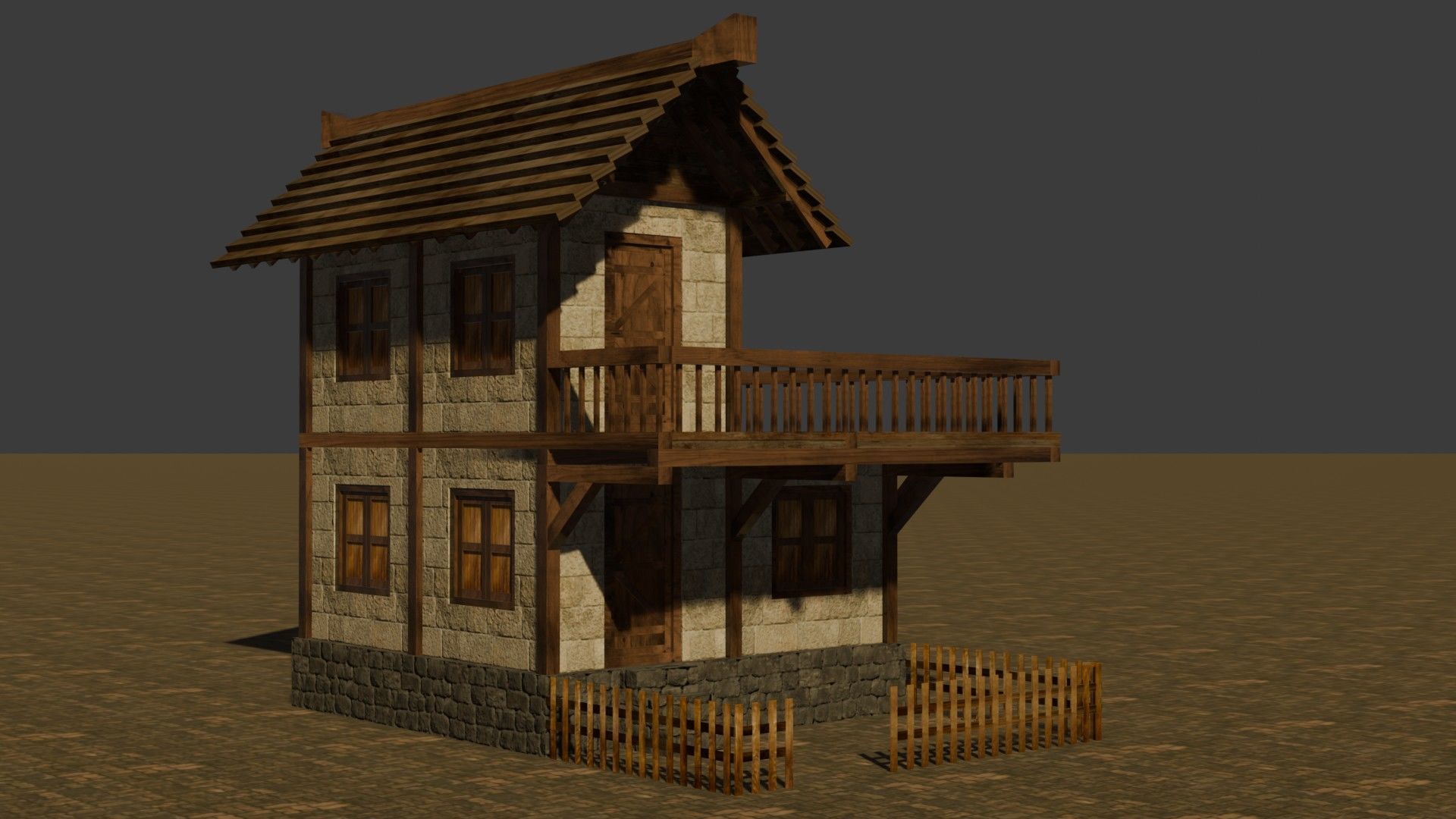Detailed Low Poly Medieval House Models for Game Development Low-poly 3D model_17