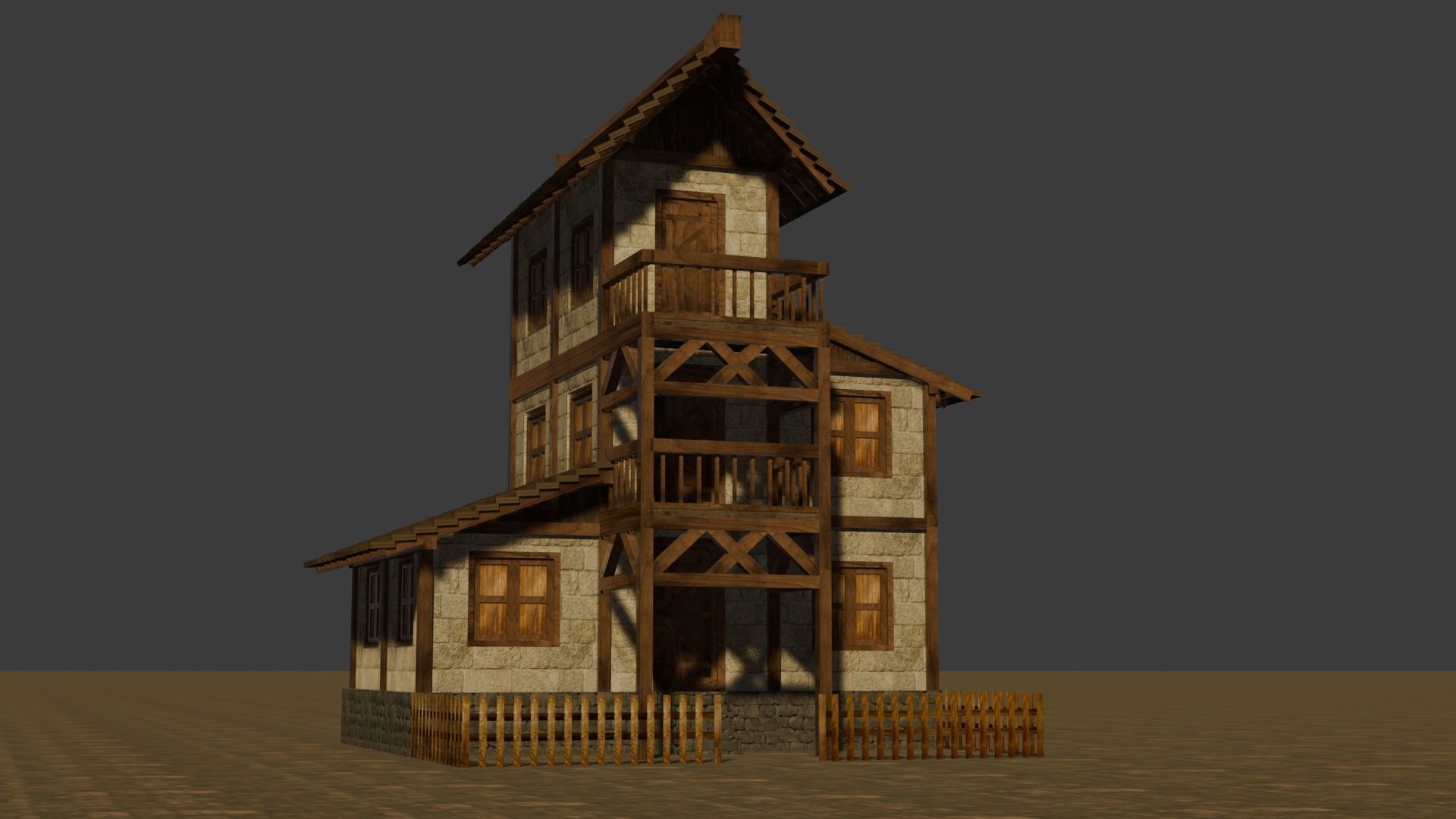 Detailed Low Poly Medieval House Models for Game Development Low-poly 3D model_2