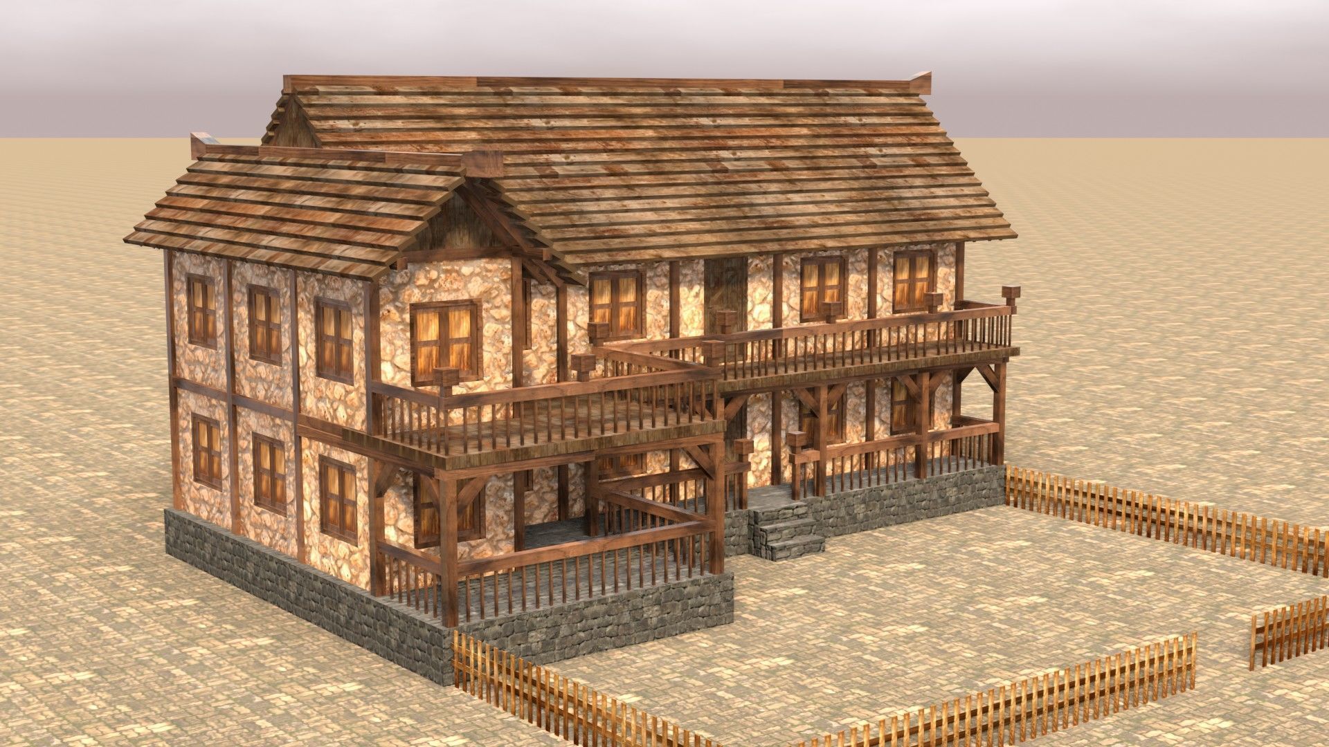 Stylized Low Poly Medieval House Assets for Fantasy Worlds Low-poly 3D model_13