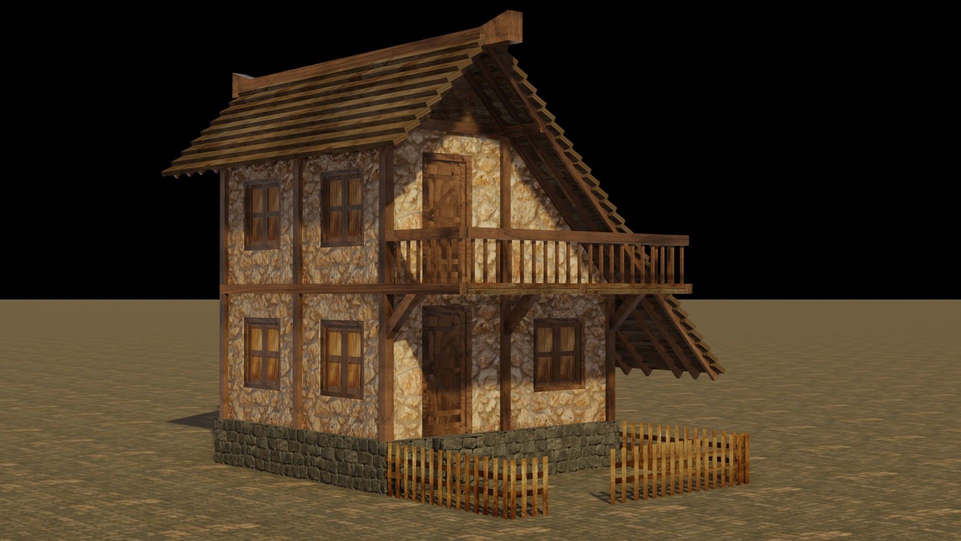 Stylized Low Poly Medieval House Assets for Fantasy Worlds Low-poly 3D model_16