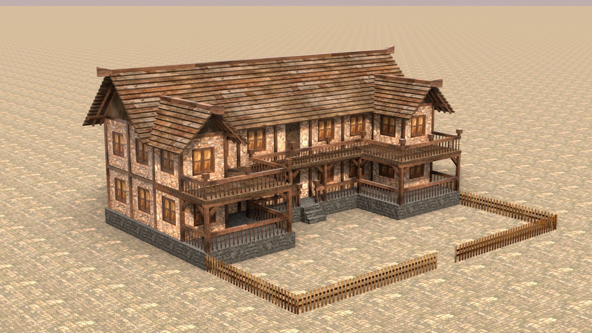 Stylized Low Poly Medieval House Assets for Fantasy Worlds Low-poly 3D model_8