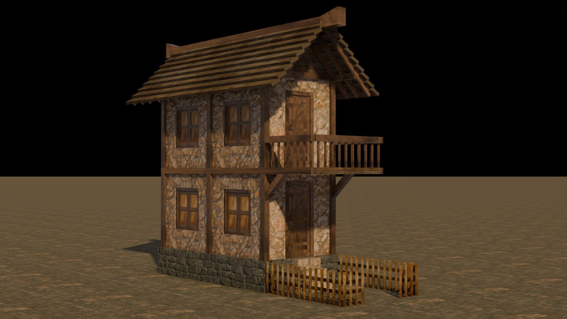 Stylized Low Poly Medieval House Assets for Fantasy Worlds Low-poly 3D model_21