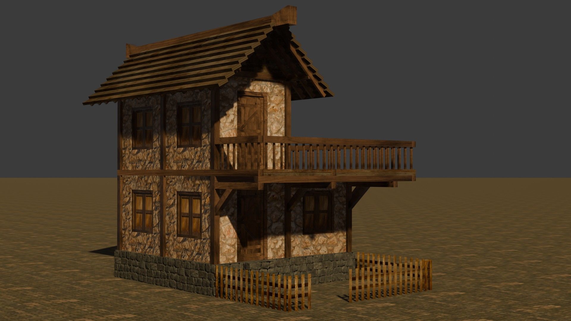 Stylized Low Poly Medieval House Assets for Fantasy Worlds Low-poly 3D model_18