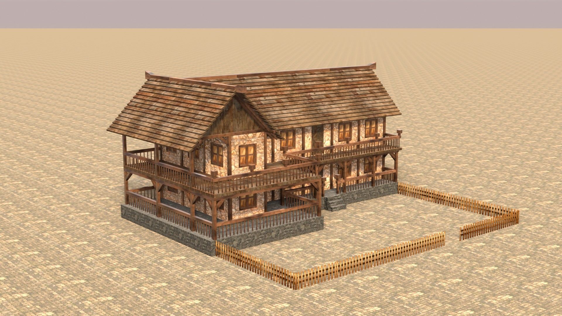Stylized Low Poly Medieval House Assets for Fantasy Worlds Low-poly 3D model_14
