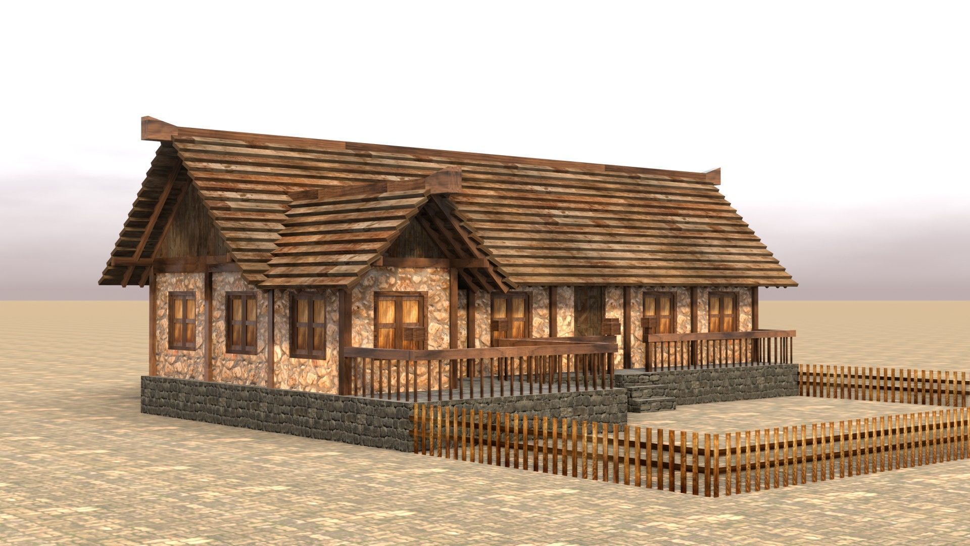 Stylized Low Poly Medieval House Assets for Fantasy Worlds Low-poly 3D model_12